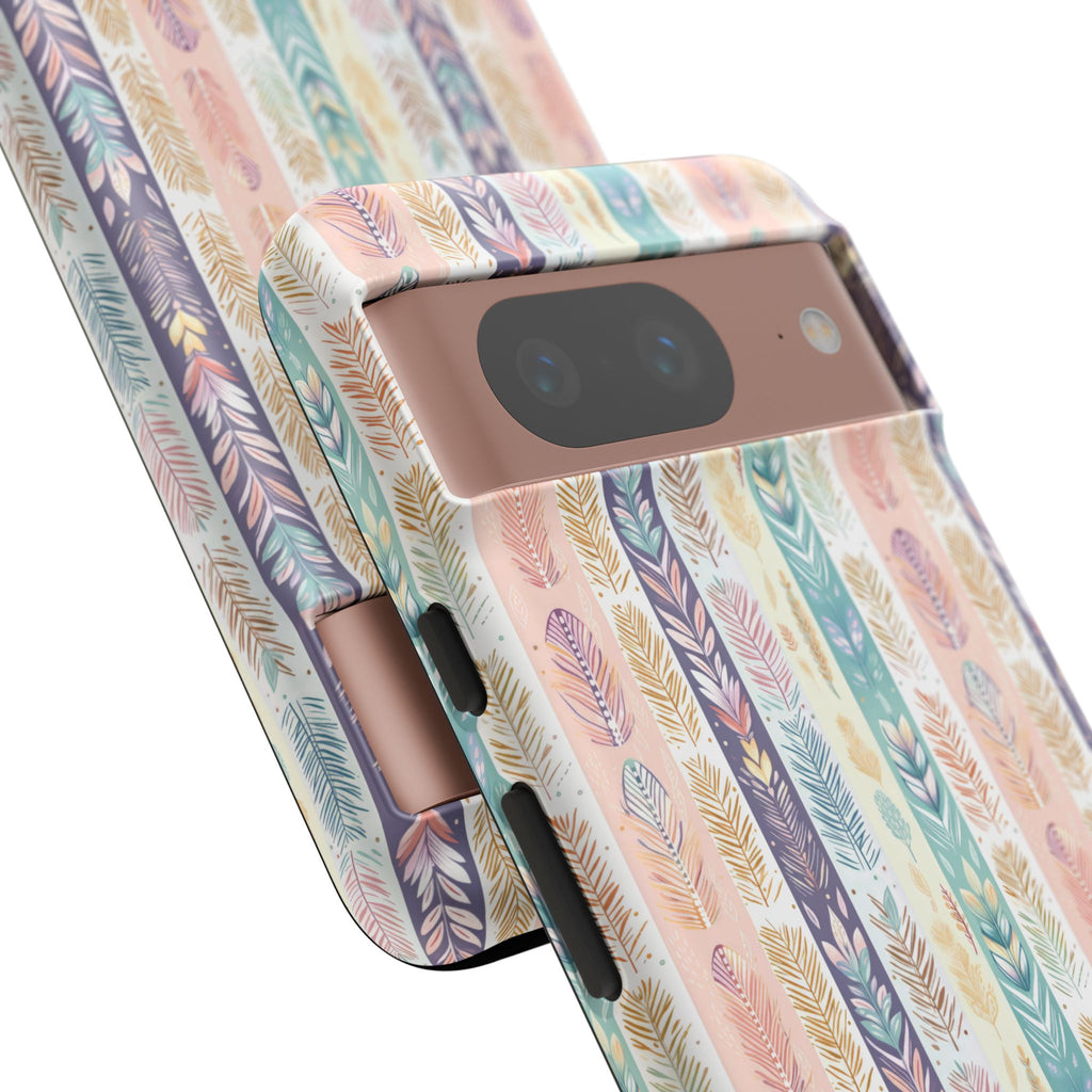 Coque de téléphone abstraite moderne aquarelle Plumes pastel bohème compatible avec iPhone, Samsung et plus - Protection élégante et durable avec un design artistique éclatant, cadeau parfait pour elle