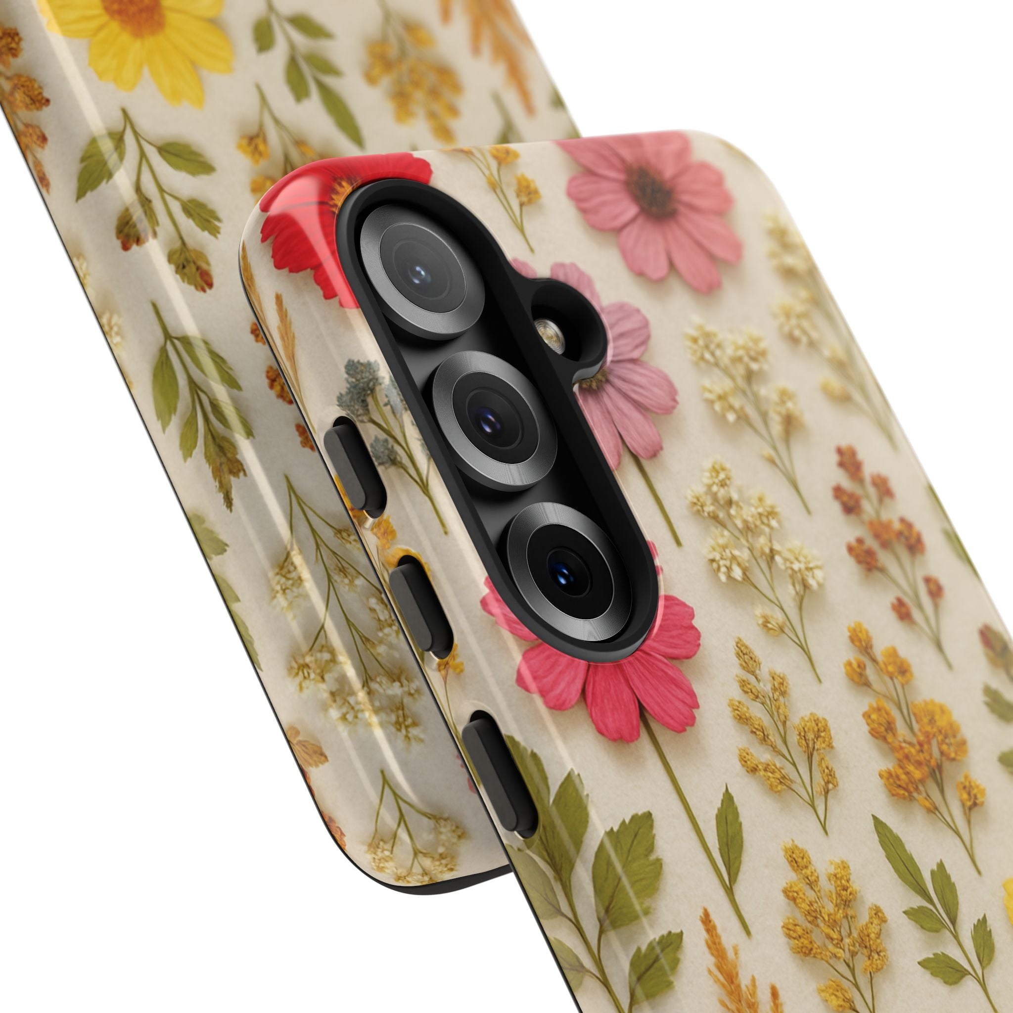 Dried Flowers Illusion Phone Case – Realistic Botanical Aesthetic, Colorful Pressed Floral Art, Trendy Nature-Inspired Protective Cover  iPhone & Samsung Models