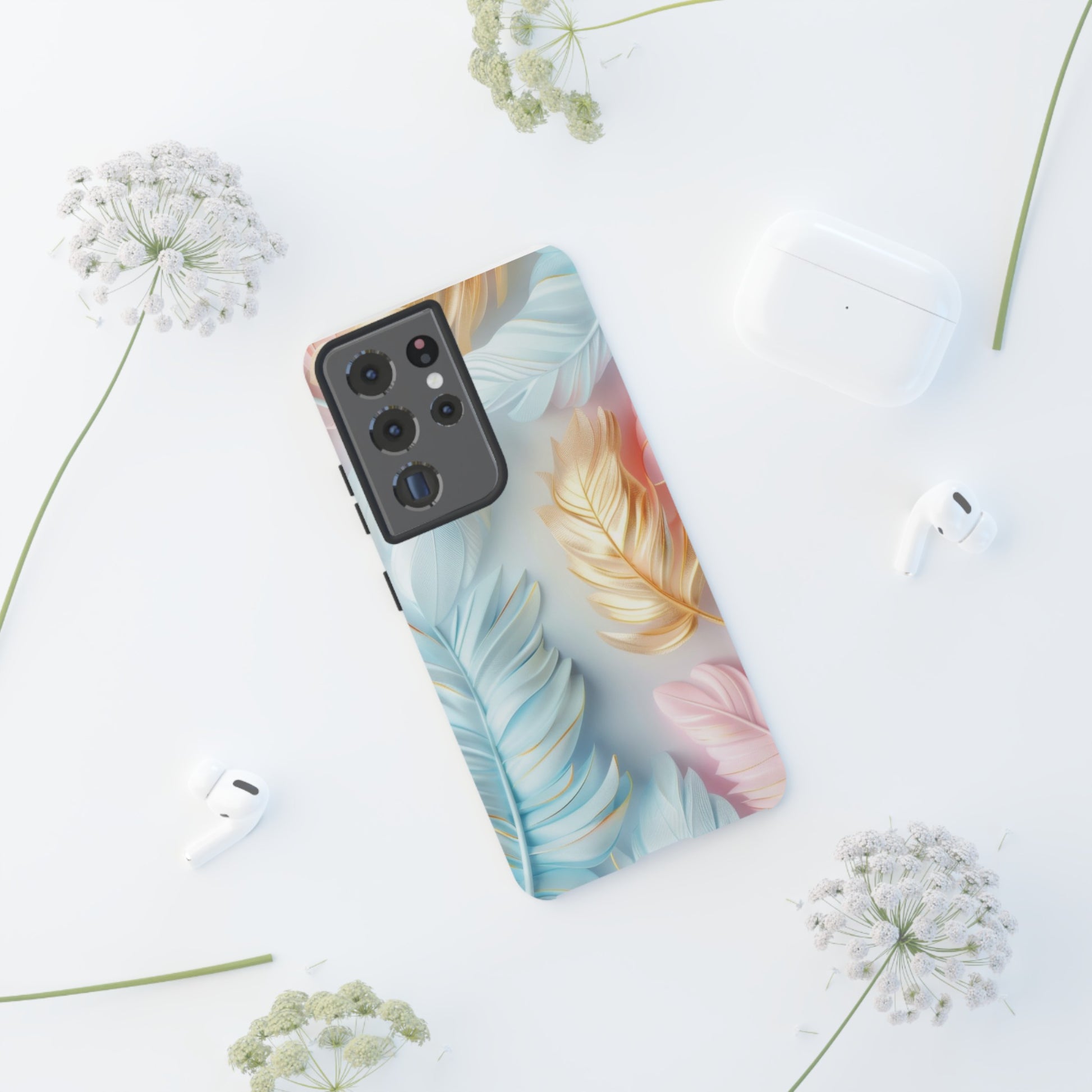 Pastel Feathers Protective Phone Case Gift for Her Phone 15, Samsung iPhone Samsung Gift for Her Case iPhone 15, Samsung iPhone Samsung Accessory Gift for Her