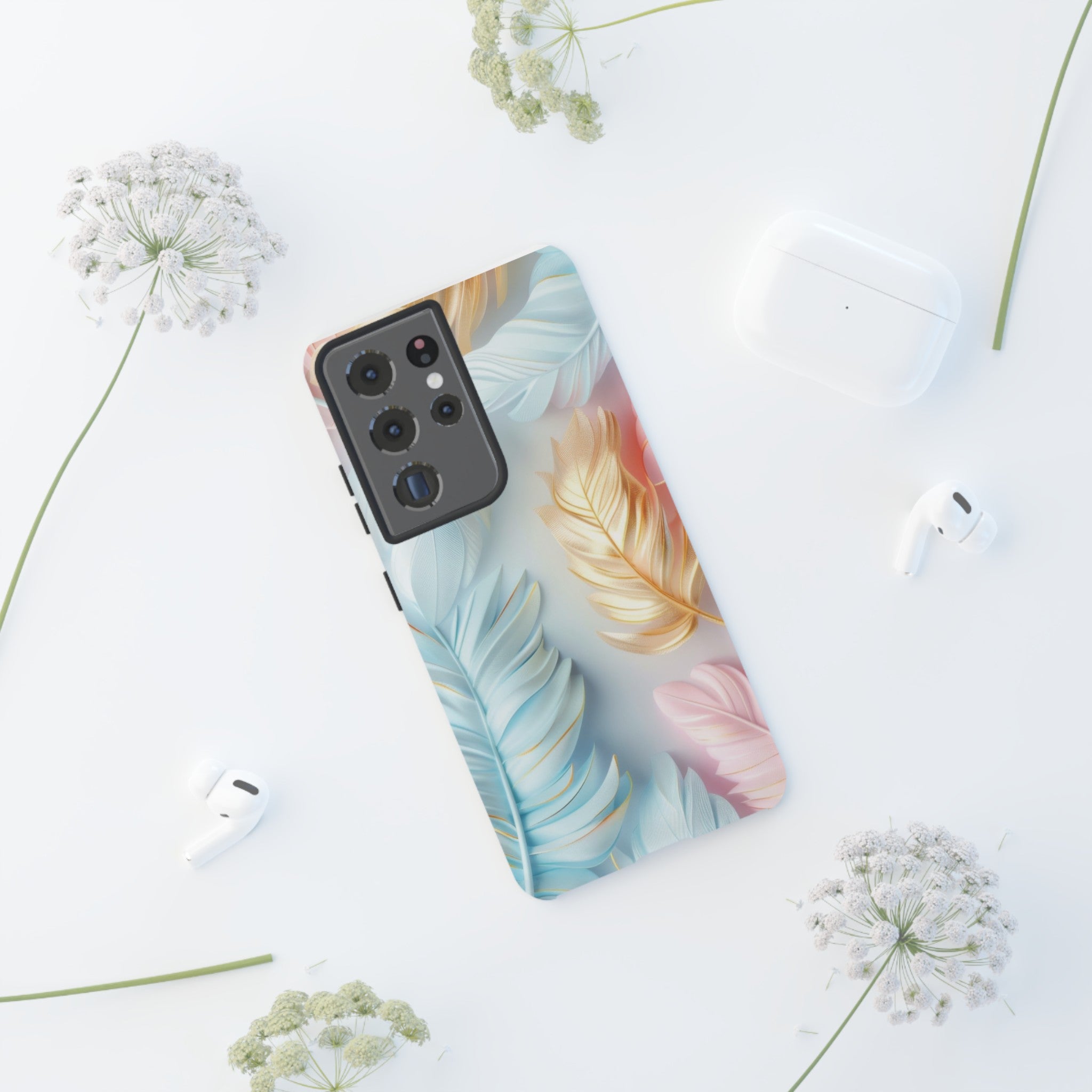 Pastel Feathers Protective Phone Case Gift for Her Phone 15, Samsung iPhone Samsung Gift for Her Case iPhone 15, Samsung iPhone Samsung Accessory Gift for Her