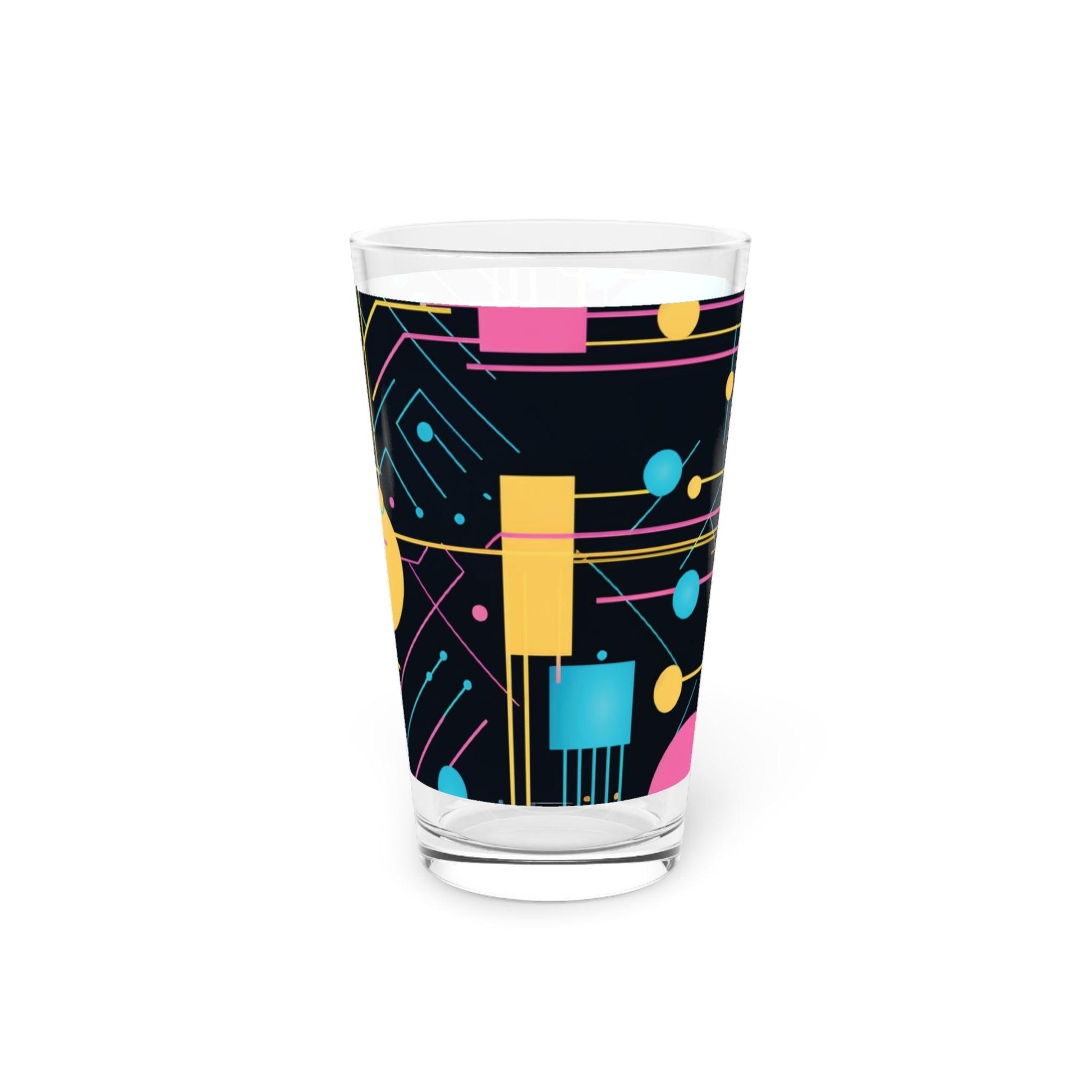 Retro Geometric Elegance 16oz Pint Glass Perfect Fusion of Vintage Style & Modern Drinking Experience, Ideal for Craft Beer & Beverages, Dishwasher Safe16oz Pint Glass Gifts, Party Drinkware, Cocktail, Wedding Perfect for Parties Glassware, New House Gift - MRSBYVALLE