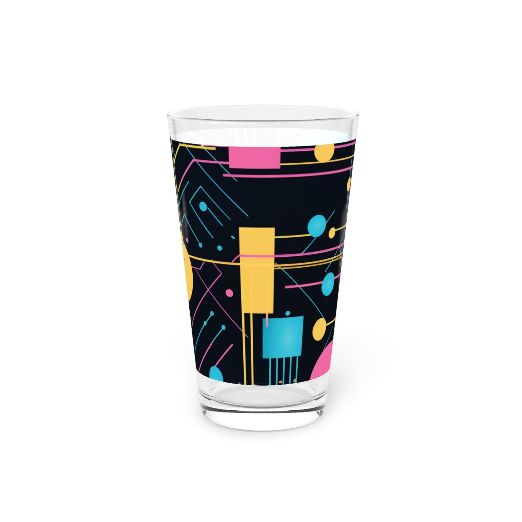 Retro Geometric Elegance 16oz Pint Glass Perfect Fusion of Vintage Style & Modern Drinking Experience, Ideal for Craft Beer & Beverages, Dishwasher Safe16oz Pint Glass Gifts, Party Drinkware, Cocktail, Wedding Perfect for Parties Glassware, New House Gift - MRSBYVALLE