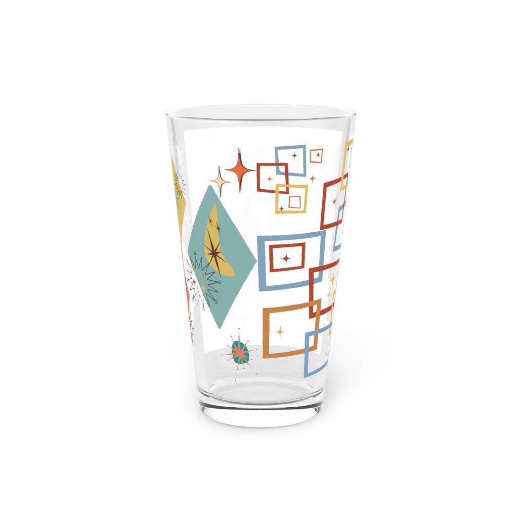 Atomic Cat 16oz Pint Glass Mid-Century Modern Retro Style for Cocktails, Mocktails, Beer, and Water Perfect for Every Occasion Mother's Day Party Drinkware, Housewarming Perfect Gift Party Drinkware, Cocktail, Wedding Perfect for Parties - MRSBYVALLE