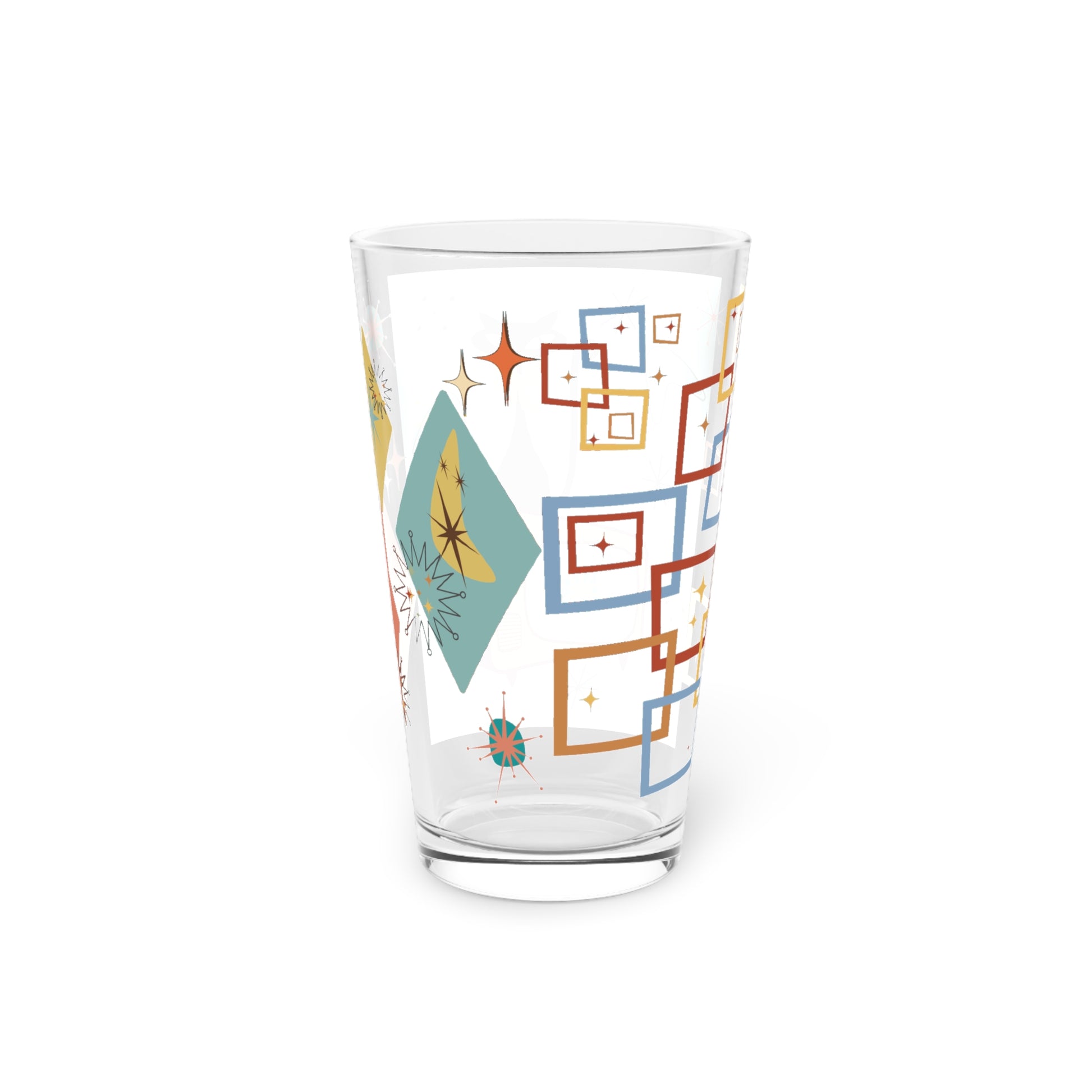 Atomic Cat 16oz Pint Glass Mid-Century Modern Retro Style for Cocktails, Mocktails, Beer, and Water Perfect for Every Occasion Mother's Day Party Drinkware, Housewarming Perfect Gift Party Drinkware, Cocktail, Wedding Perfect for Parties - MRSBYVALLE
