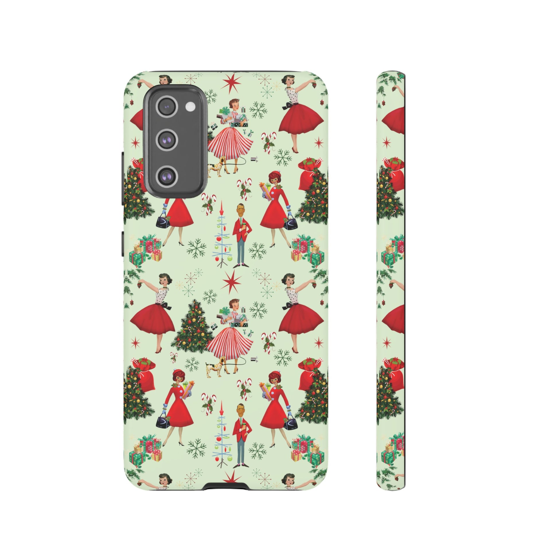1950s Vintage Phone Case - Retro Christmas Design | Unique Holiday Protection for Your Device | Stylish & Durable Cover Gift for Her Phone 15, Samsung iPhone Samsung Accessory Gift for Her
