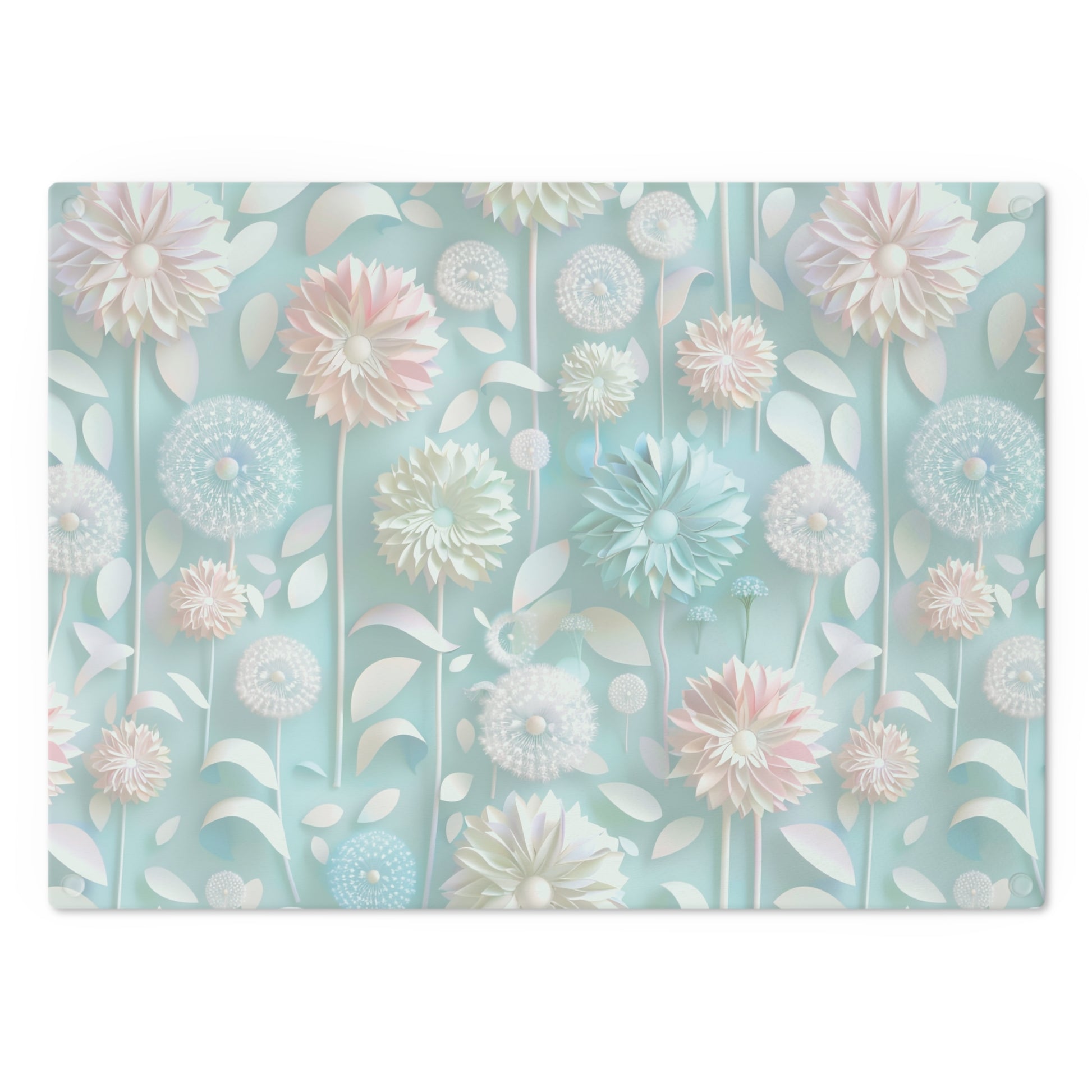 Pastel Floral Tempered Glass Cutting Board | Durable and Heat-Resistant | Non-Slip Feet for Stability | Scratch-Resistant Surface | Stylish Kitchen Decor & Gift