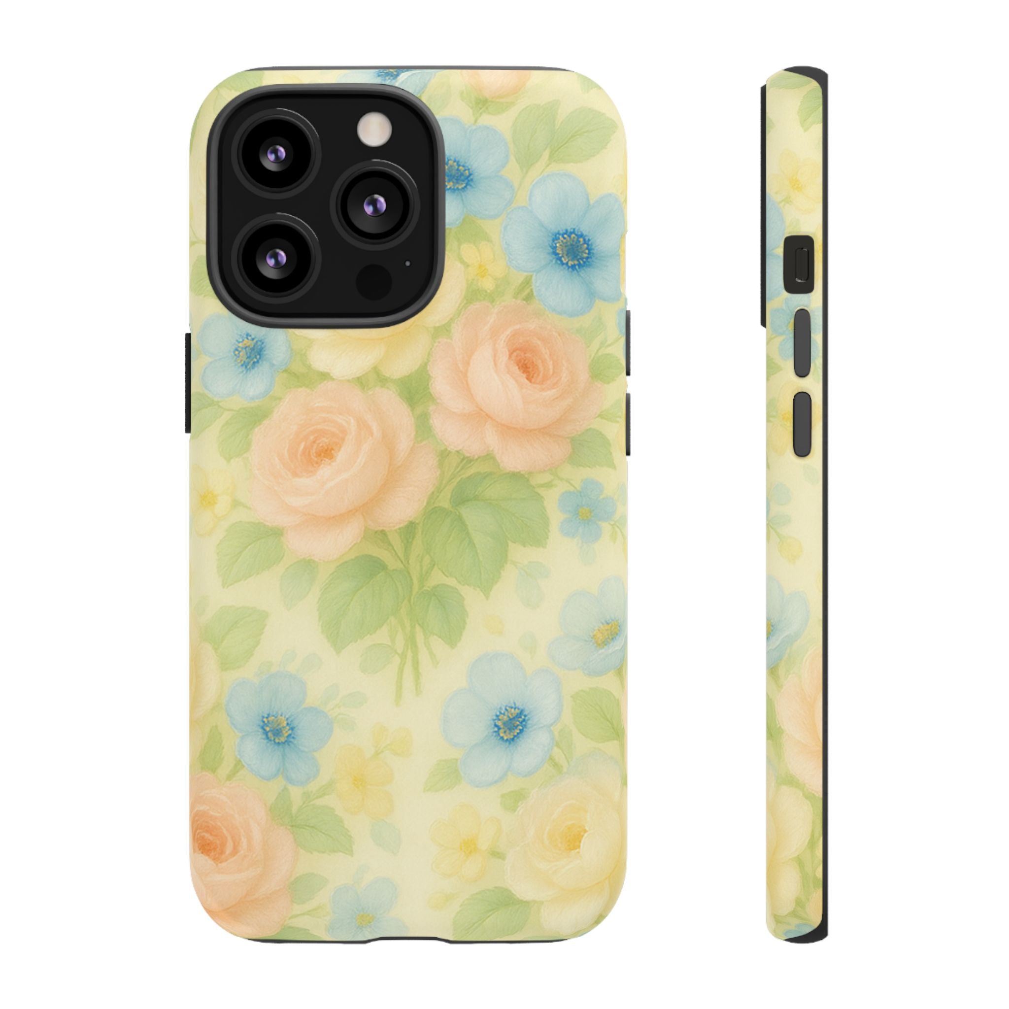 Pastel Yellow Vintage Floral Phone Case  Romantic Cottagecore Aesthetic, Soft Botanical Design, Protective Gift for Her, Fits iPhone & Samsung Models