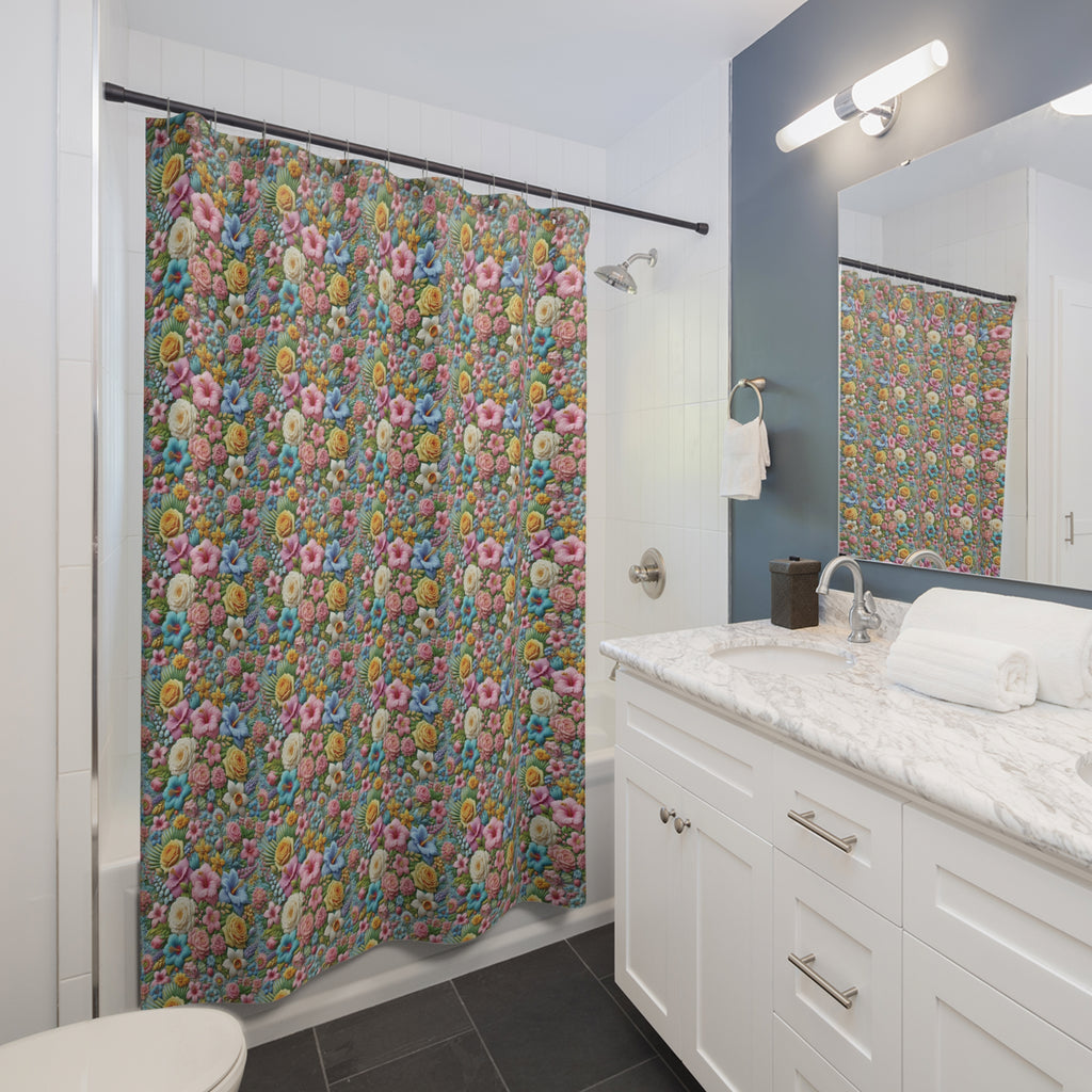 Boho Pastel Wildflower Shower Curtain 71x74 Inches, Vibrant Floral, Elegance and Charm to Your Bathroom Decor Perfect gift for Newlyweds - MRSBYVALLE
