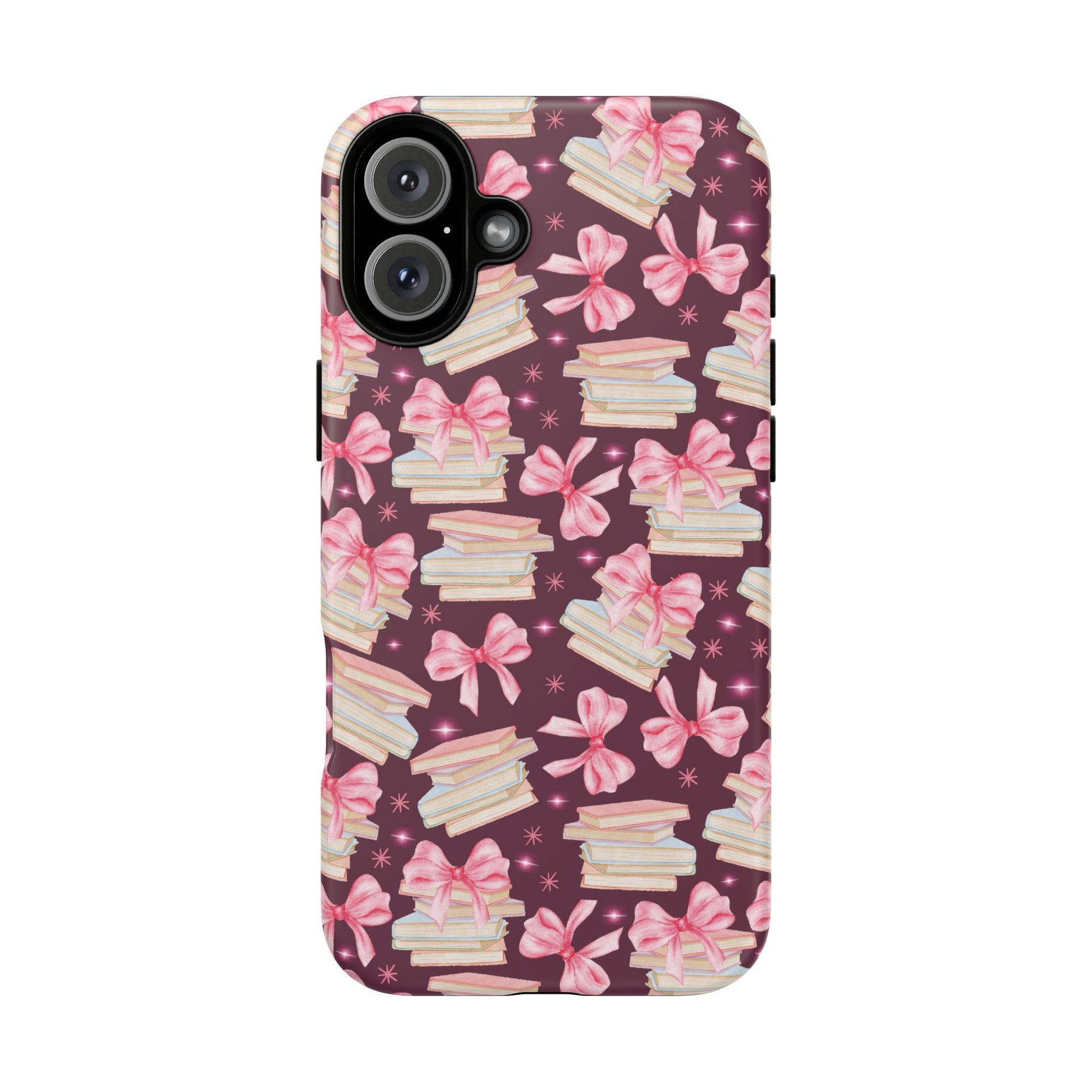 Coquette Pink Bows & Books Phone Case for iPhone 17 and Samsung, Pixel | Stylish Protective Cover Gift for Her Perfect for Floral Lover