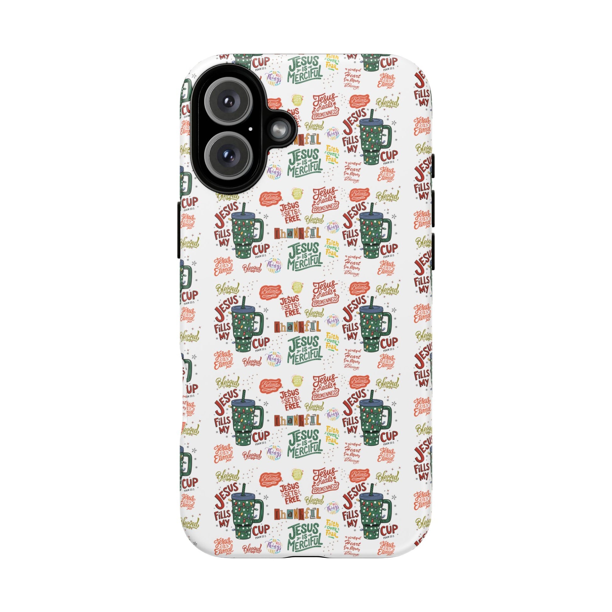 Jesus Fill My Cup Phone Case Cute Floral Design in Red, Pink, Blue – Aesthetic Protective Case for iPhone and  Android
