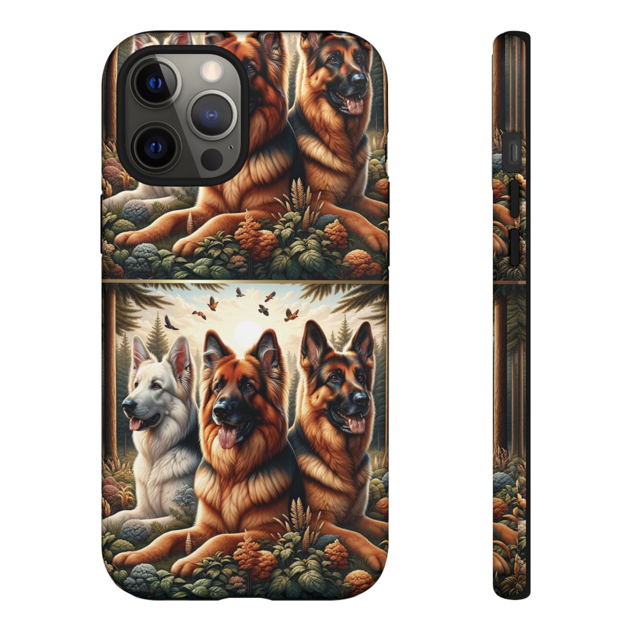 German Shepherd Phone Tough Case Floral Elegant Durable Dog Lover Devices iPhone 15, Samsung iPhone Samsung Accessory Gift for Her