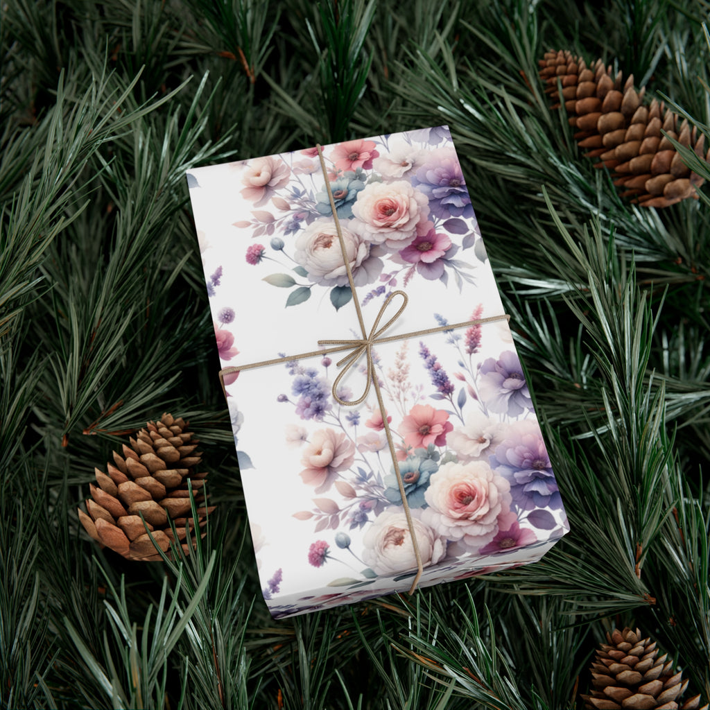 Pastel Wildflowers Gift Wrap It's Perfect for Weddings, Bridal & Baby Showers Eco-Friendly, Vibrant Design in Matte/Satin, All Occasion.