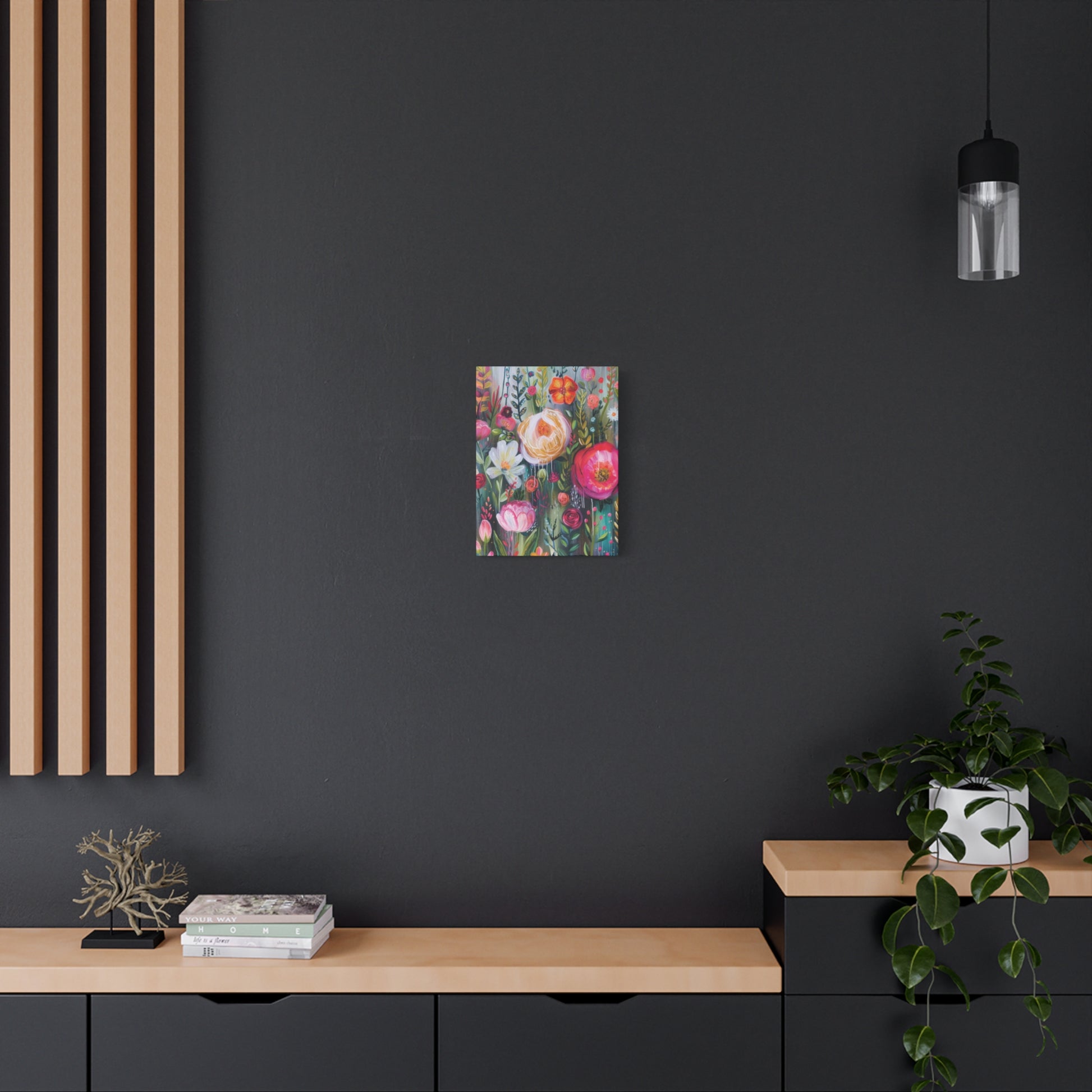 Watercolor Boho Floral Wall Art Matte Canvas Stretched, Vibrant Botanical Design, Perfect for Living Room, Bedroom, or Office Decor, Adds a Stylish Touch to Any Space - MRSBYVALLE