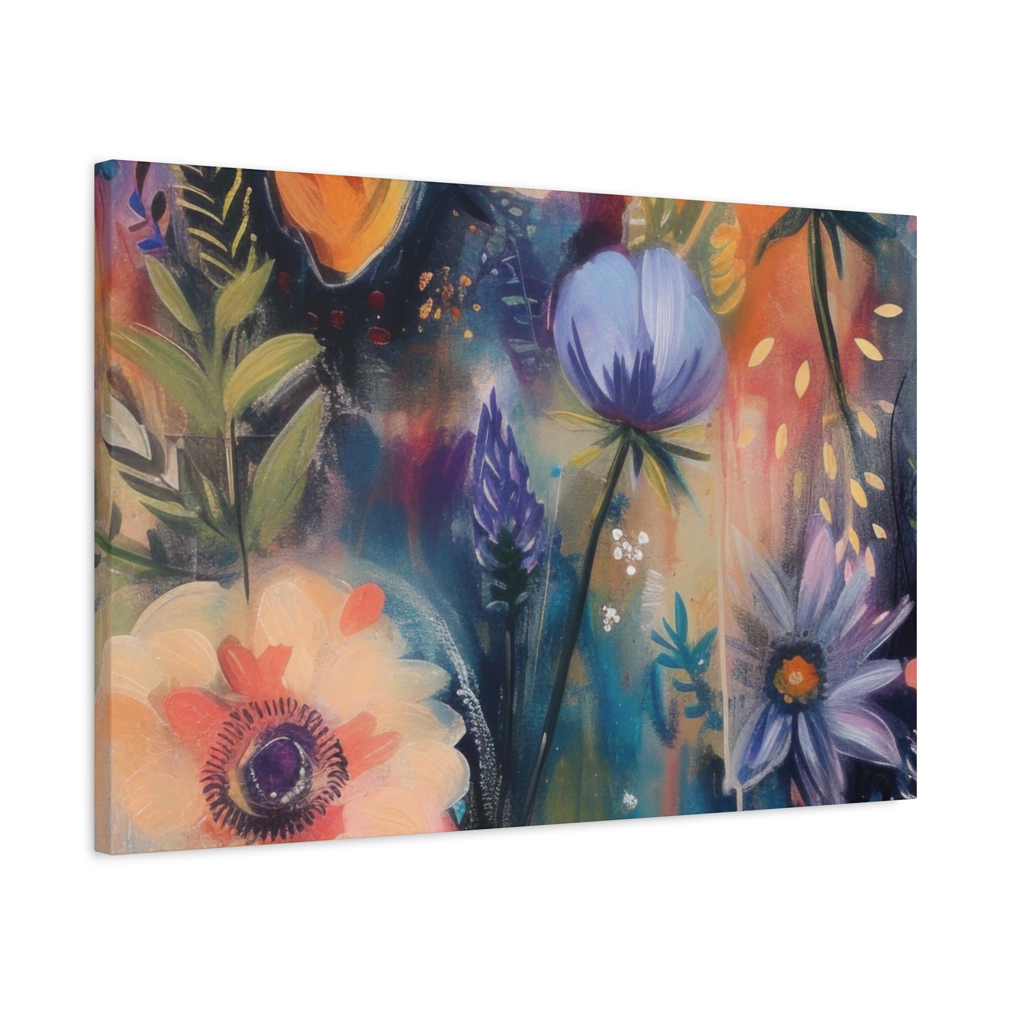 Boho Floral Wall Art Matte Canvas Stretched, Vibrant Botanical Design, Perfect for Living Room, Bedroom, or Office Decor, Adds a Stylish Touch to Any Space1.25" - MRSBYVALLE