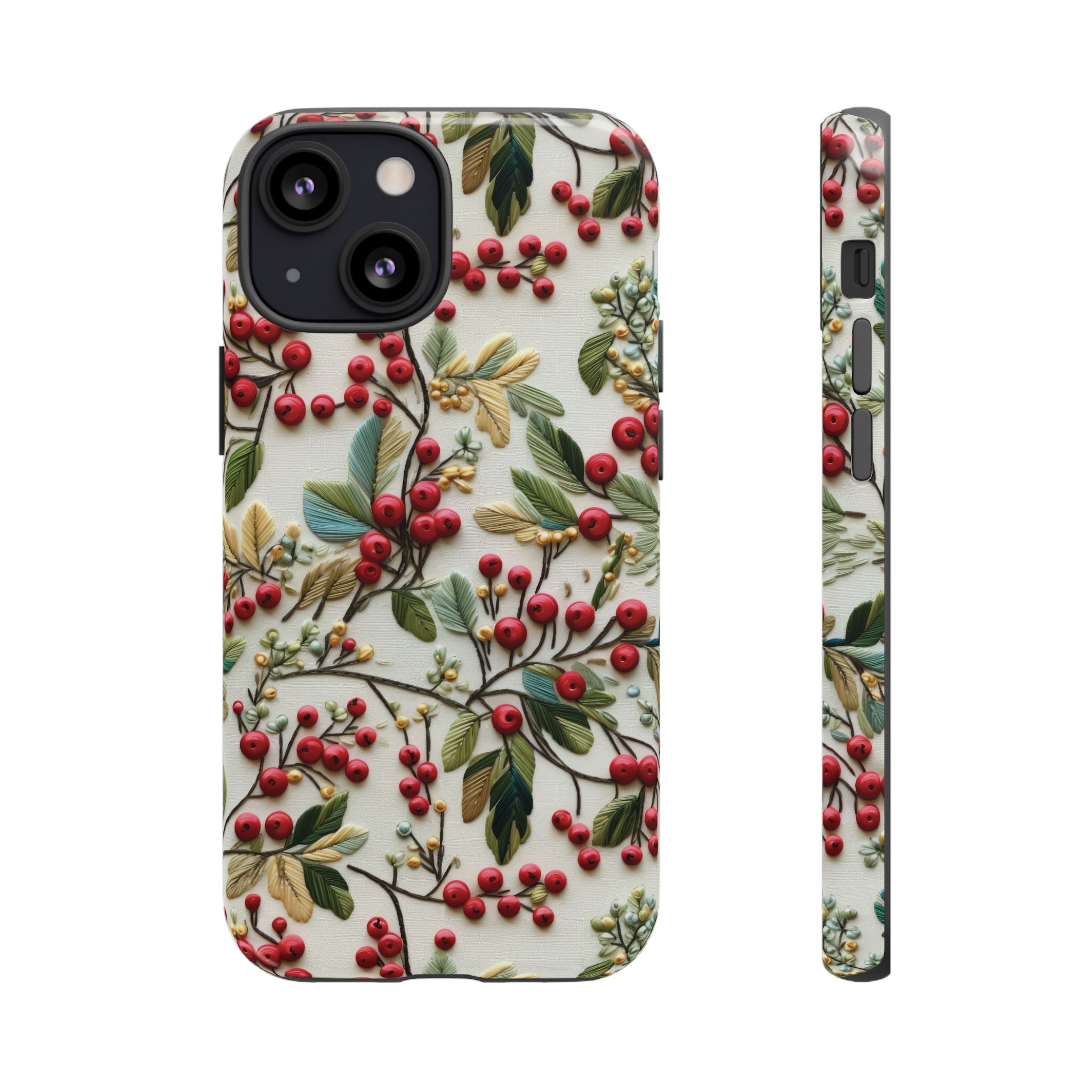 Holly Christmas Wildflowers Boho Chic Design Phone Case - Stylish, Protective Cover for All Models Gift for Mom Accessory Gift for Her
