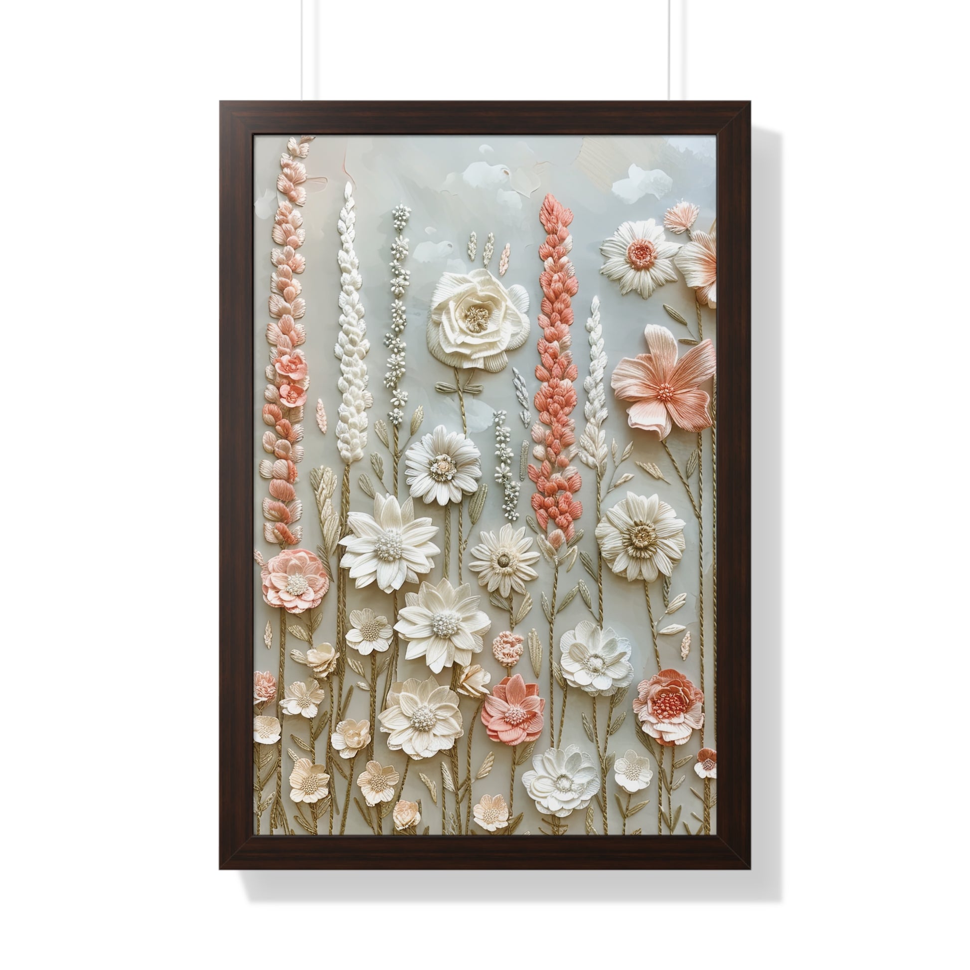 Delicate Pastel Floral Wall Art Captivating Blossom Patterns in Soft Hues and Elegant Home Décor Perfect for Living Rooms, Bedrooms, and Cozy Corners Encased in Black, White, or Walnut Frames with Durable Ready to Hang  Timelessly Crafted. - MRSBYVALLE