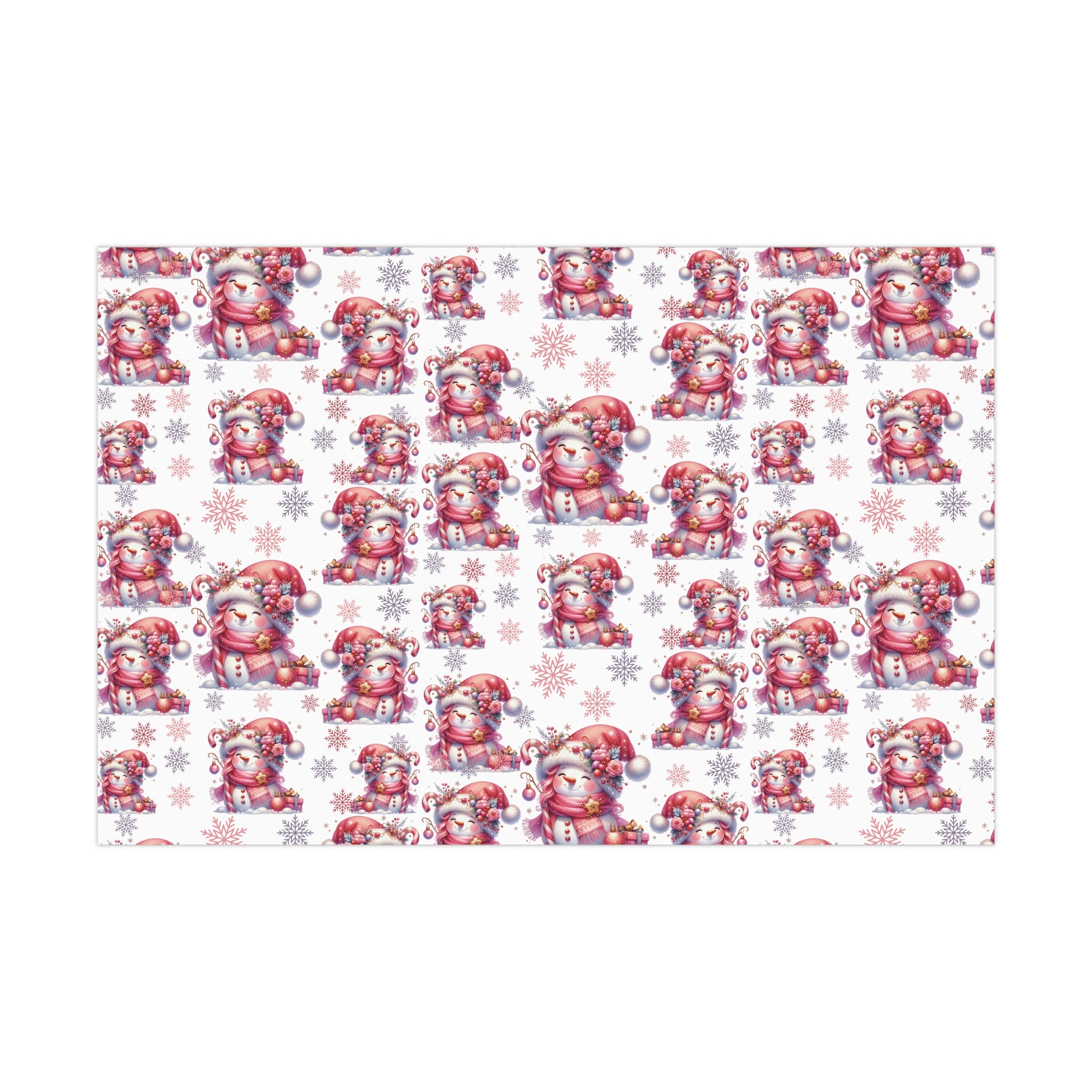Enchanting Pink Christmas Wrapping Paper Whimsical Winter Wonderland with Pastel Trees, Snowflakes, and Festive Gifts Perfect for a Magical Holiday Season in Matte/Satin, All Occasion - MRSBYVALLE