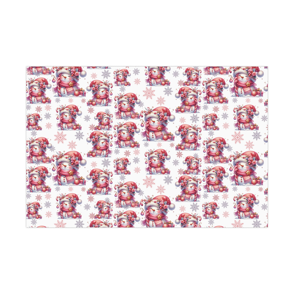 Enchanting Pink Christmas Wrapping Paper Whimsical Winter Wonderland with Pastel Trees, Snowflakes, and Festive Gifts Perfect for a Magical Holiday Season in Matte/Satin, All Occasion - MRSBYVALLE