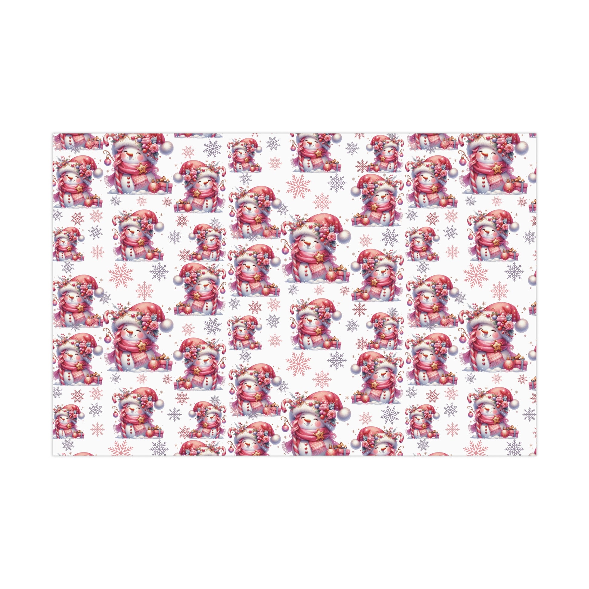 Enchanting Pink Christmas Wrapping Paper Whimsical Winter Wonderland with Pastel Trees, Snowflakes, and Festive Gifts Perfect for a Magical Holiday Season in Matte/Satin, All Occasion - MRSBYVALLE