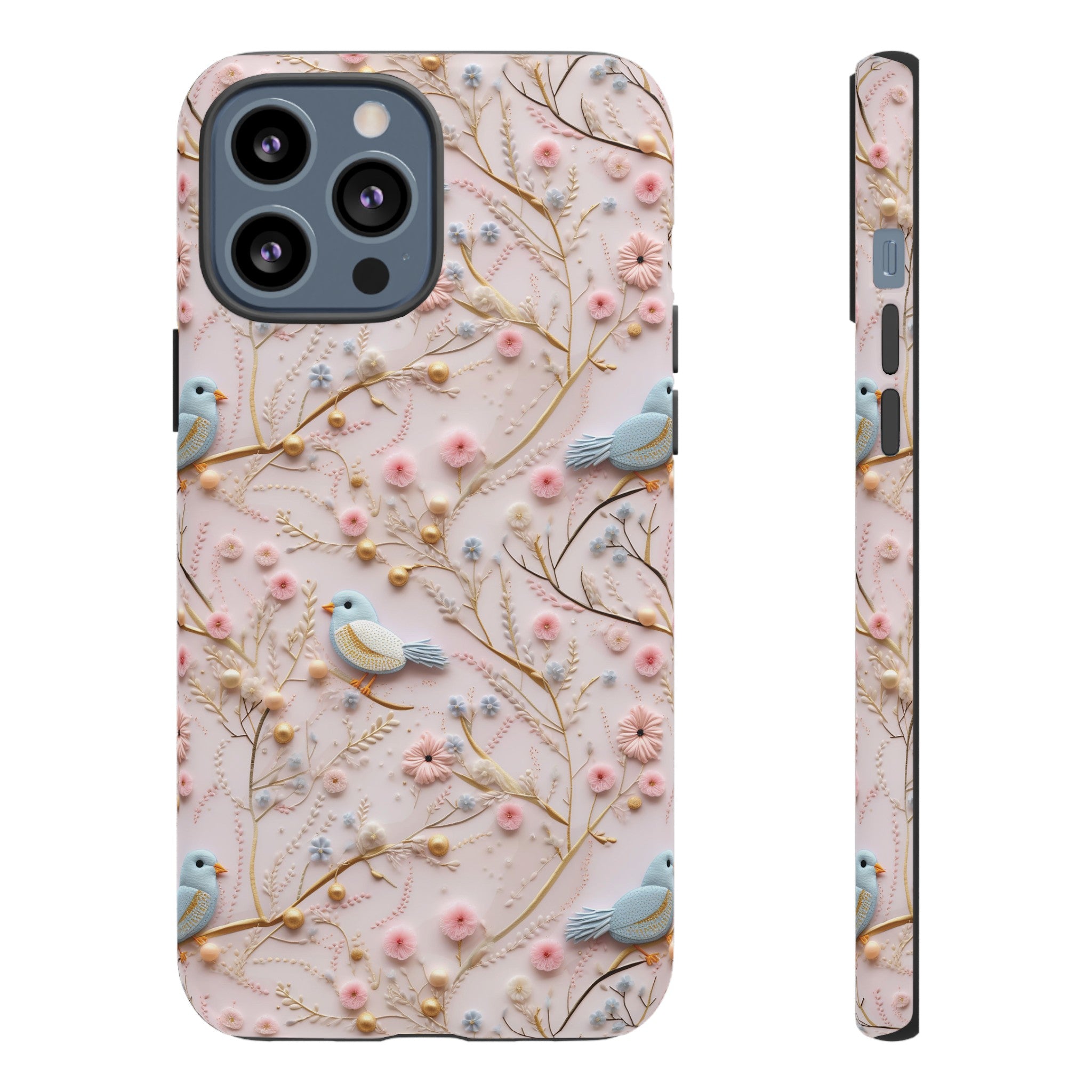 3D Birds Elegant Faux Flowers Phone Case Stylish & Durable for iPhone Samsung Gift iPhone 15, 14, 13 Samsung Pixel Gift for Mom Accessory Gift for Her