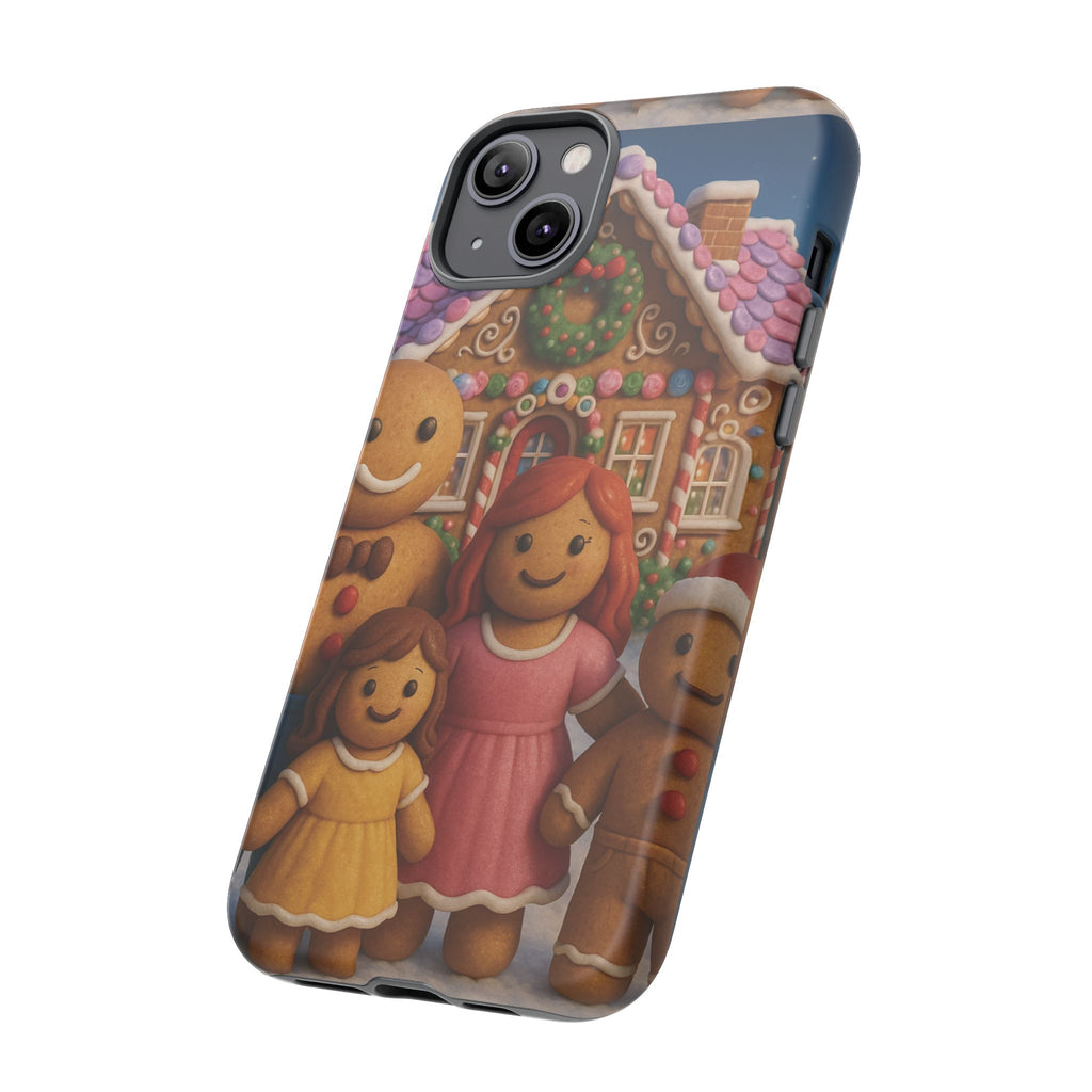 Coque de téléphone esthétique Famille en Pain d'Épices – Design d'inspiration vintage sur le thème de Noël – Étui stylé pour modèles iPhone et Samsung Galaxy