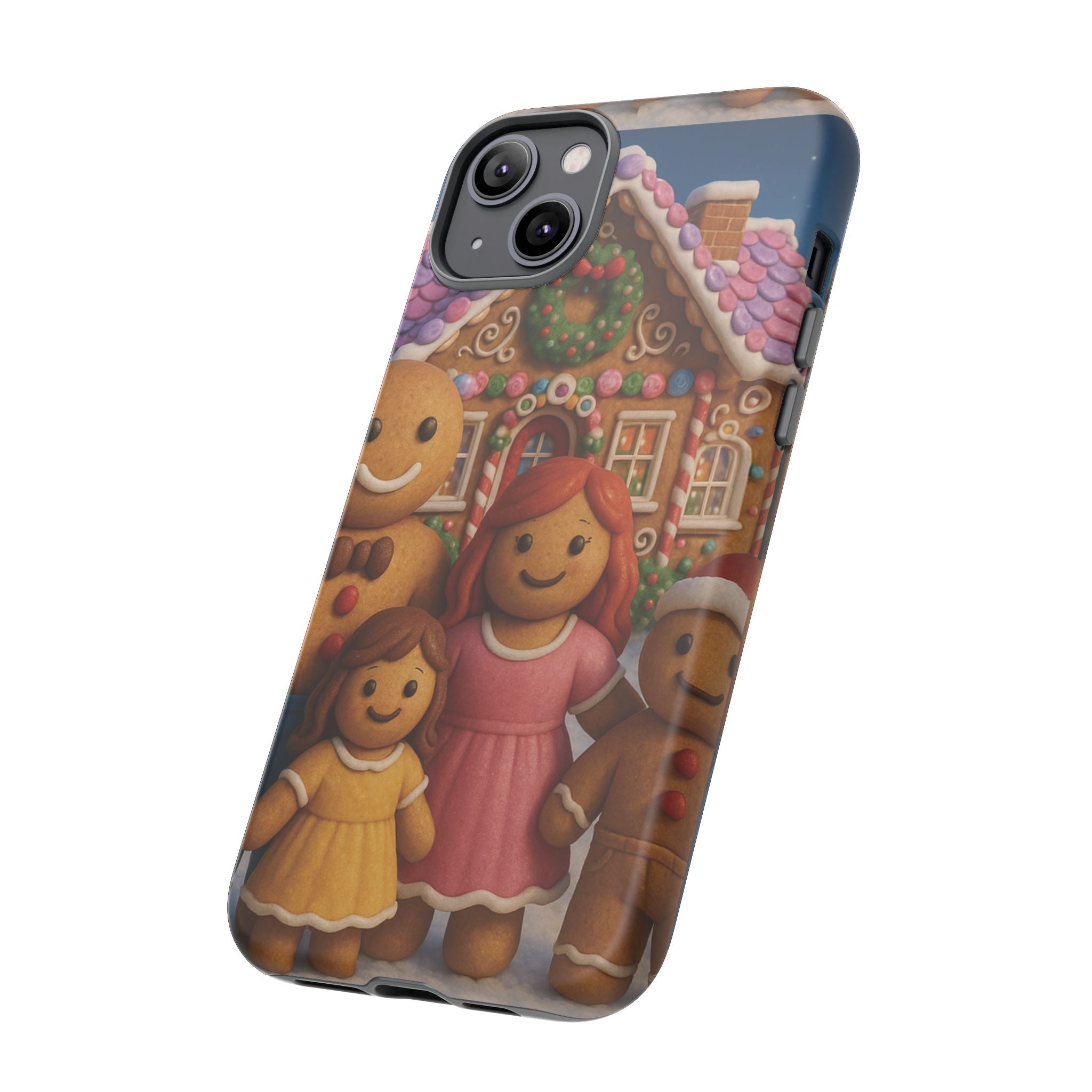 Coque de téléphone esthétique Famille en Pain d'Épices – Design d'inspiration vintage sur le thème de Noël – Étui stylé pour modèles iPhone et Samsung Galaxy