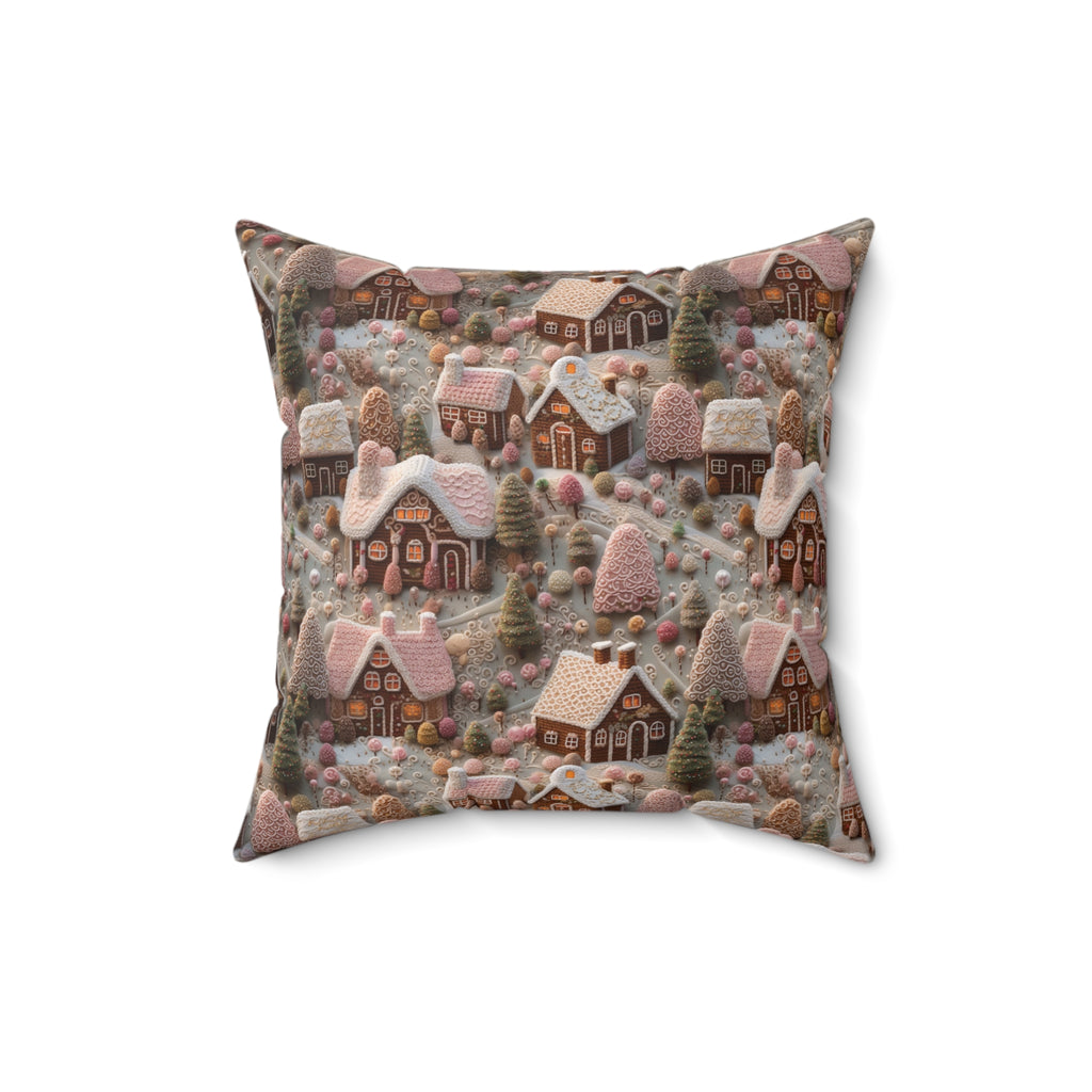 Gingerbread House Square Pillow Elegant Holiday Decor Perfect for all Seasonal Decorations Perfect Accent for Living Rooms, Bedrooms, Soft, Durable, Pillow Gift New House, Bridal Shower Gift - MRSBYVALLE