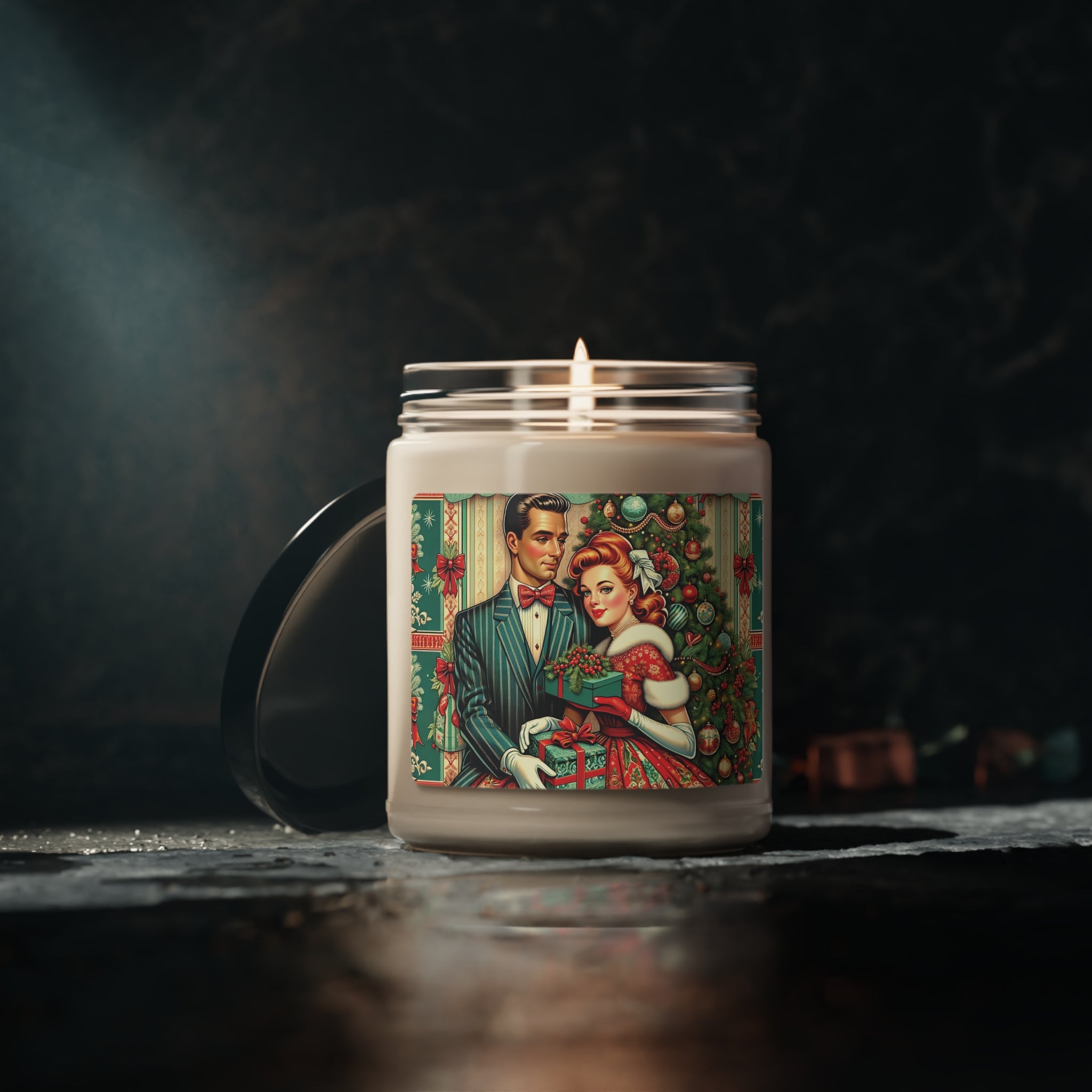 Retro Radiance Candle 50s Franciscan Diamond Starburst Kitsch Christmas Card Art Perfect for Relaxation Home Ambiance Scented Soy Candle, 9oz, Wedding, Bridal Shower, Mother's Day Gift Housewarming Gift - MRSBYVALLE