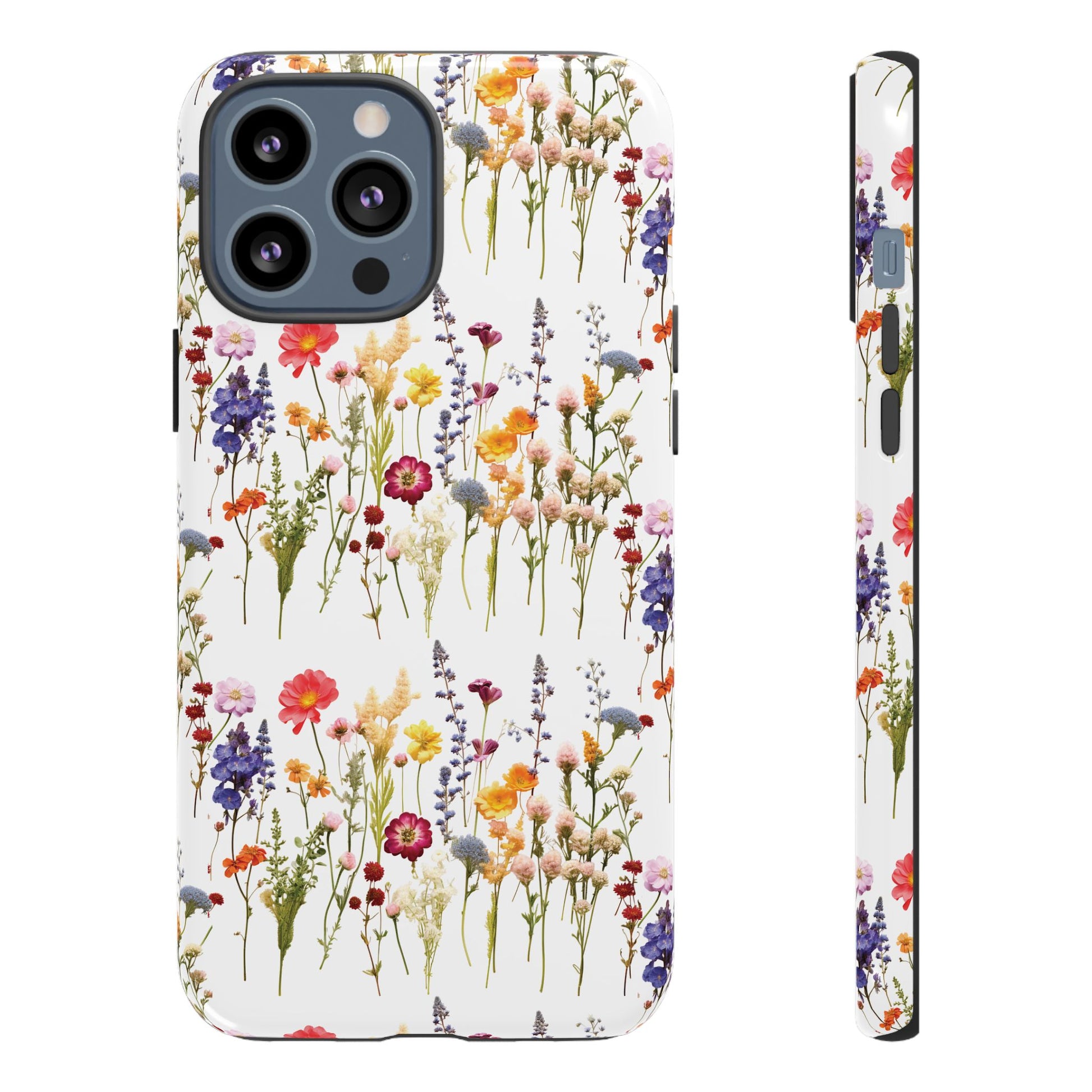 White Best Phone Case Press Flowers Floral 3D Illusion Luxury Tough Case Floral Elegant Durable Stylish for Modern Devices iPhone 17, 16, 15, Samsung iPhone Samsung Accessory Gift for Her