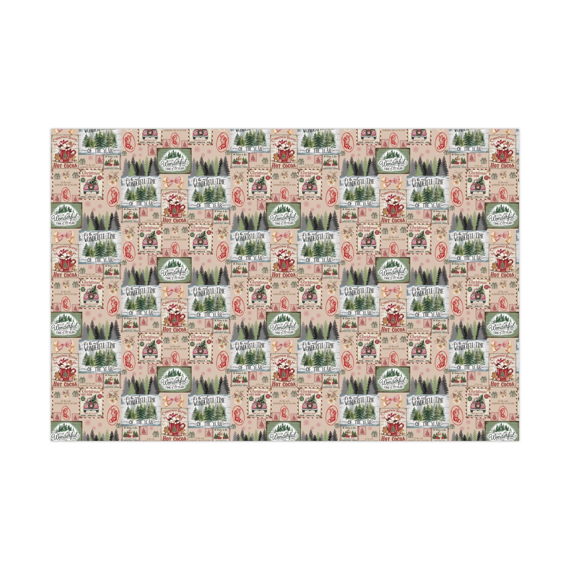 Christmas Wrapping Paper with Vintage Stamps Design  Perfect for Unique Holiday Gift Wrapping Premium Quality Gift Wrap for Luxurious Presentation - MRSBYVALLE