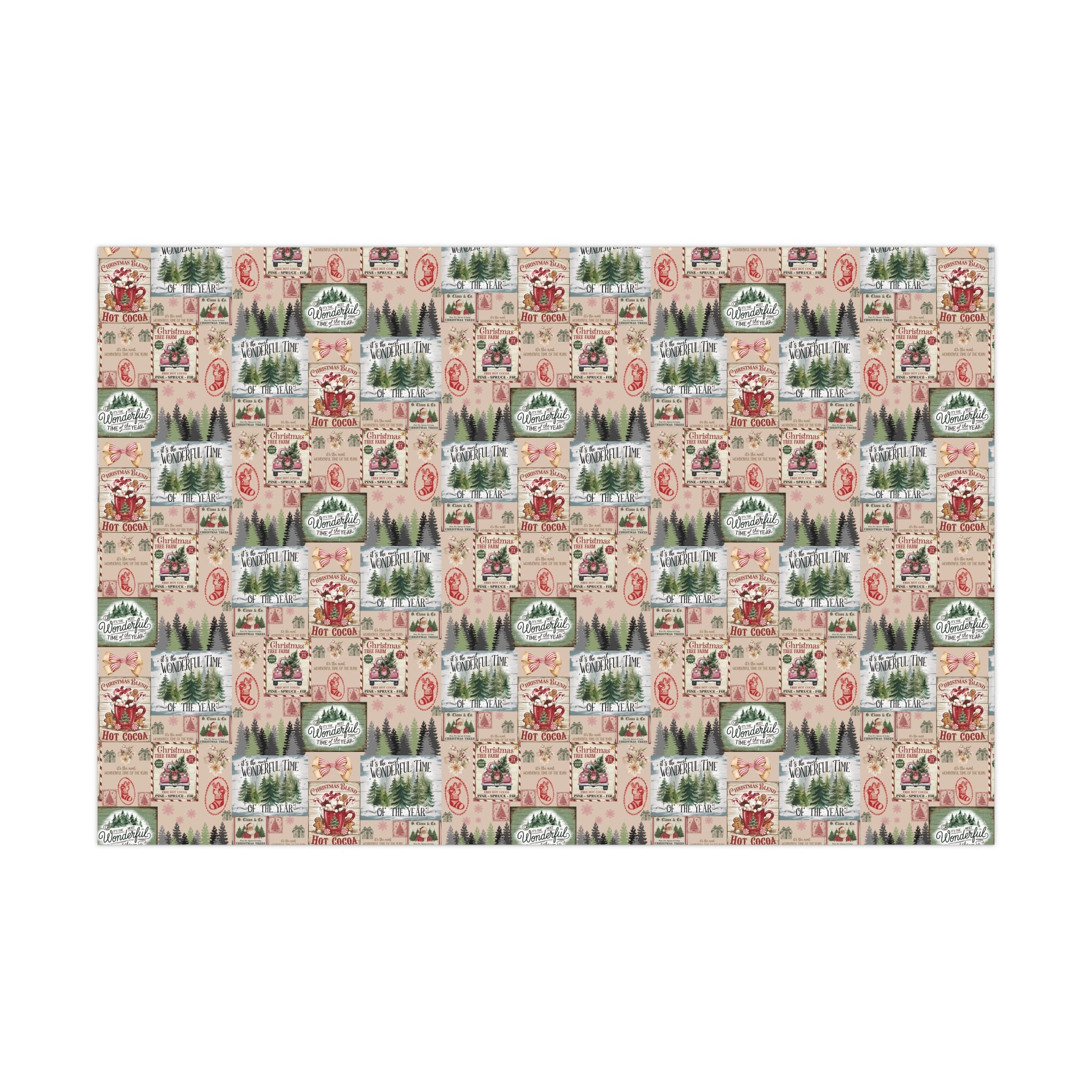 Christmas Wrapping Paper with Vintage Stamps Design  Perfect for Unique Holiday Gift Wrapping Premium Quality Gift Wrap for Luxurious Presentation - MRSBYVALLE