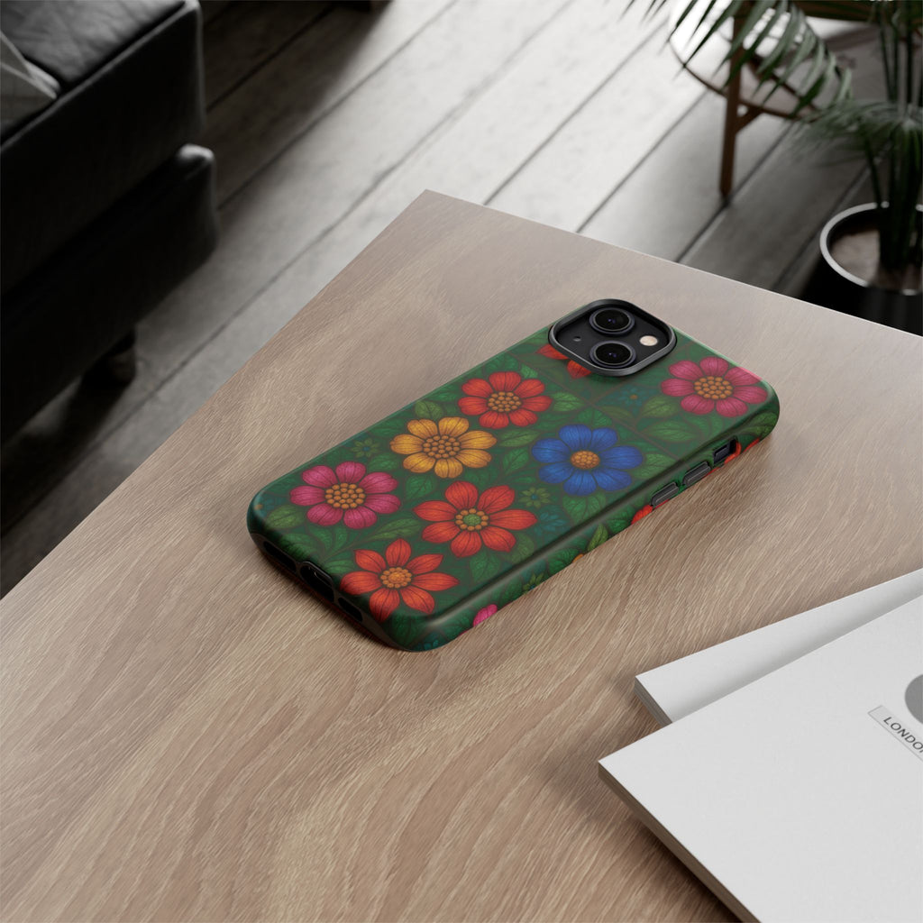 Coque de téléphone effet vitrail floral lumineux Art abstrait coloré, Étui de protection esthétique pour iPhone, Samsung et Google, Idée cadeau unique pour maman