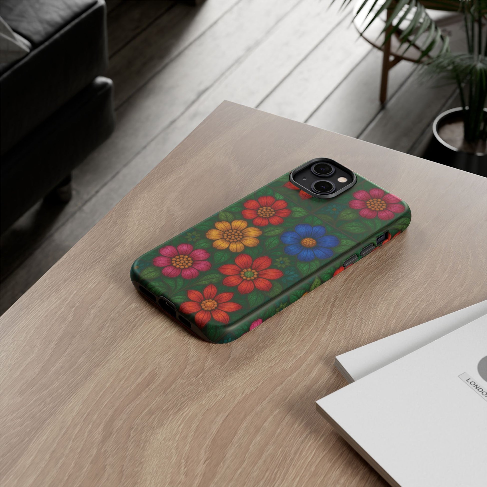 Bright Floral Stained Glass Illusion Phone Case Colorful Abstract Art, Aesthetic Protective Cover for iPhone, Samsung & Google, Unique Gift Idea Mom