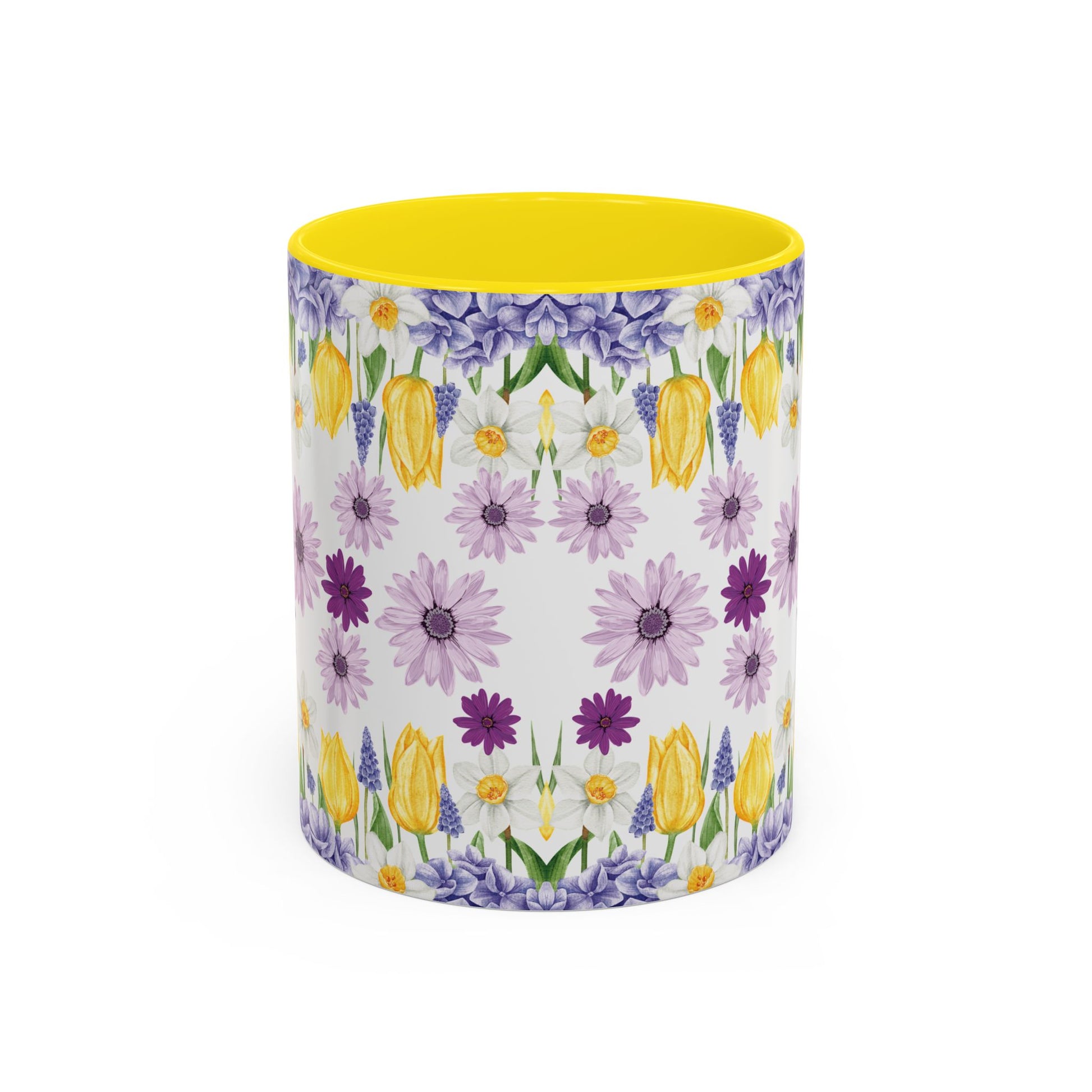 Botanical Floral Mug  Lavender & Yellow Flowers, Ceramic 11oz & 15oz Cup, Ideal Gift for Coffee Lovers, Mother's Day, or Cozy Spring Mornings