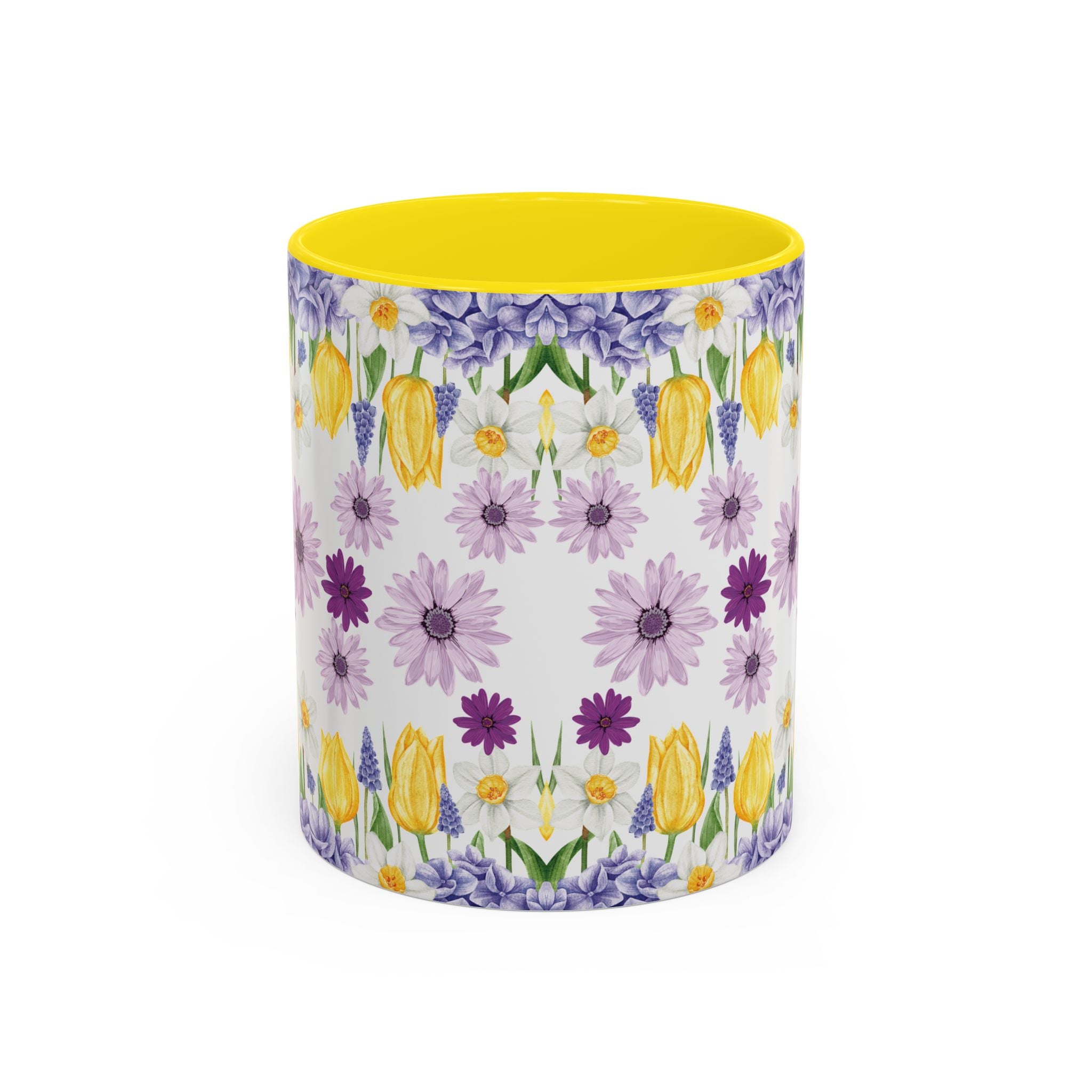 Botanical Floral Mug  Lavender & Yellow Flowers, Ceramic 11oz & 15oz Cup, Ideal Gift for Coffee Lovers, Mother's Day, or Cozy Spring Mornings