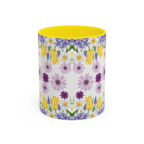Botanical Floral Mug  Lavender & Yellow Flowers, Ceramic 11oz & 15oz Cup, Ideal Gift for Coffee Lovers, Mother's Day, or Cozy Spring Mornings