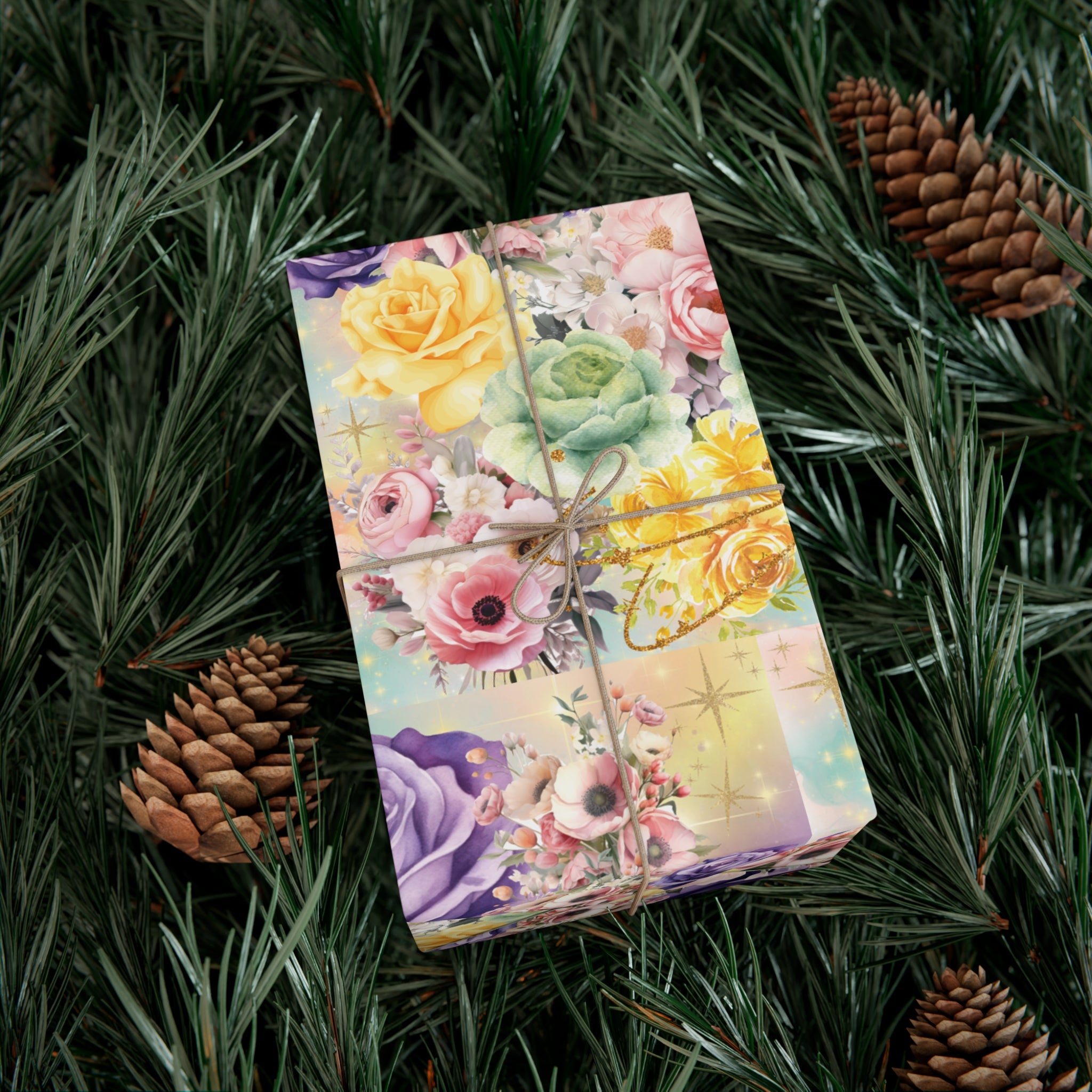 Pastel Floral Wrapping Paper | Vibrant Seasonal Blooms | Perfect for Birthdays, Special Occasions | Premium Quality Gifts Moms Weddings