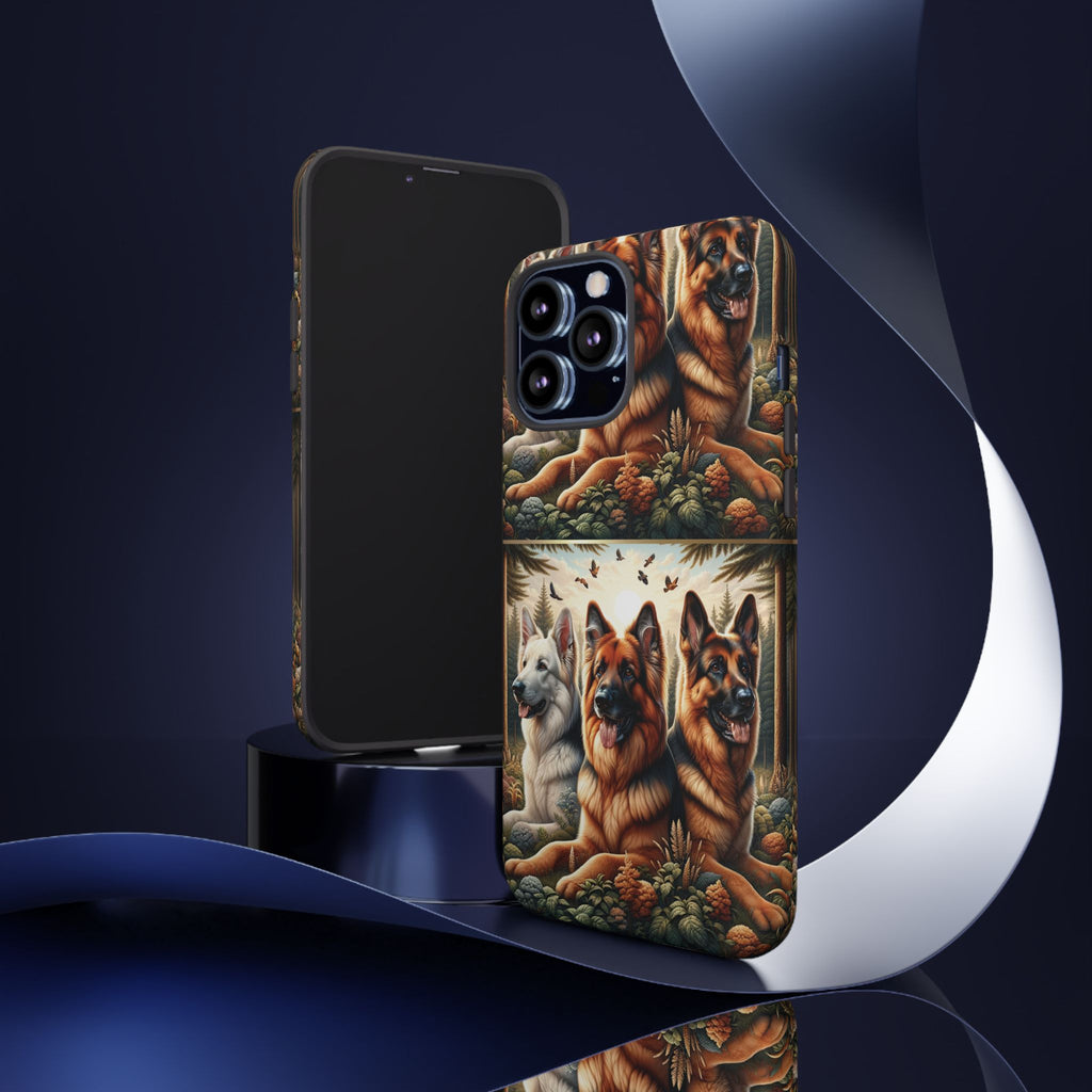 German Shepherd Phone Tough Case Floral Elegant Durable Dog Lover Devices iPhone 15, Samsung iPhone Samsung Accessory Gift for Her