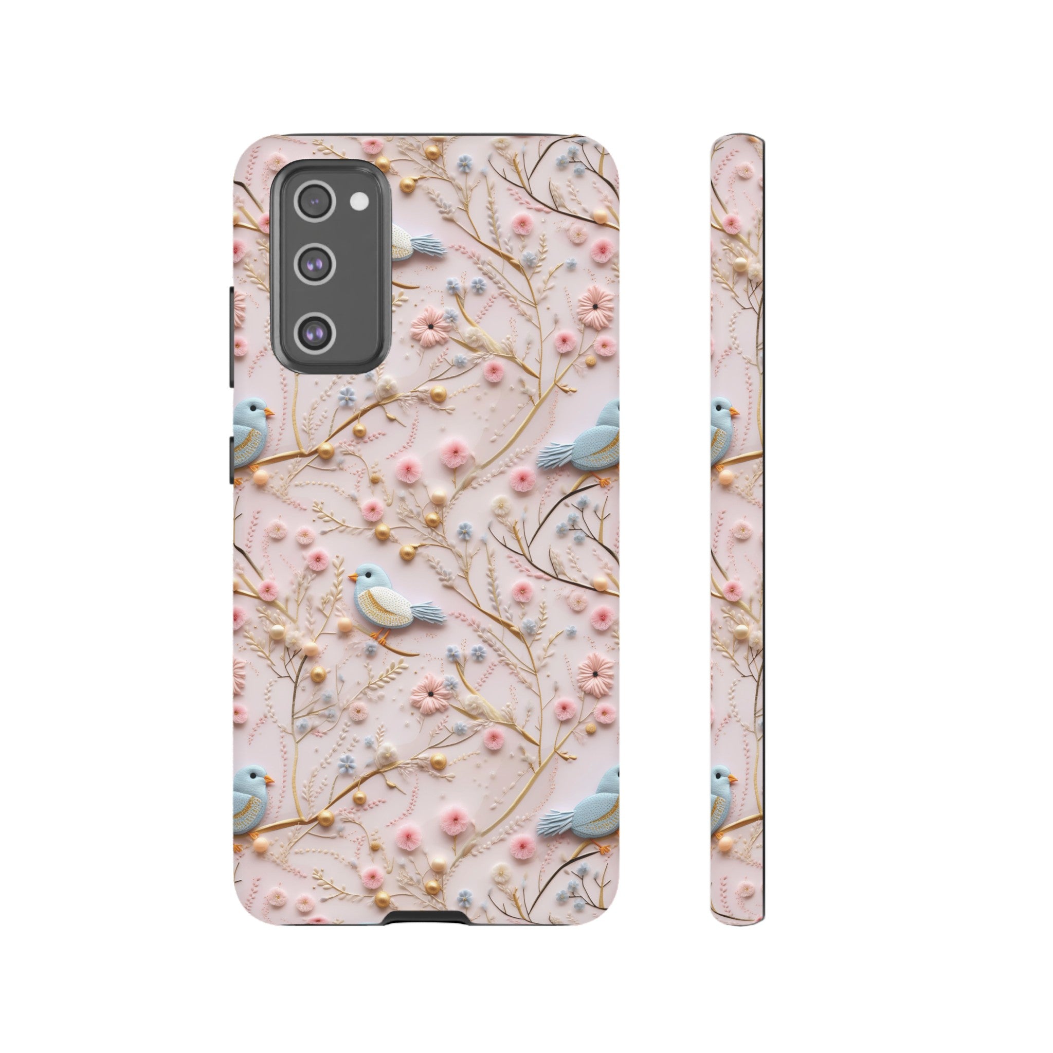 3D Birds Elegant Faux Flowers Phone Case Stylish & Durable for iPhone Samsung Gift iPhone 15, 14, 13 Samsung Pixel Gift for Mom Accessory Gift for Her