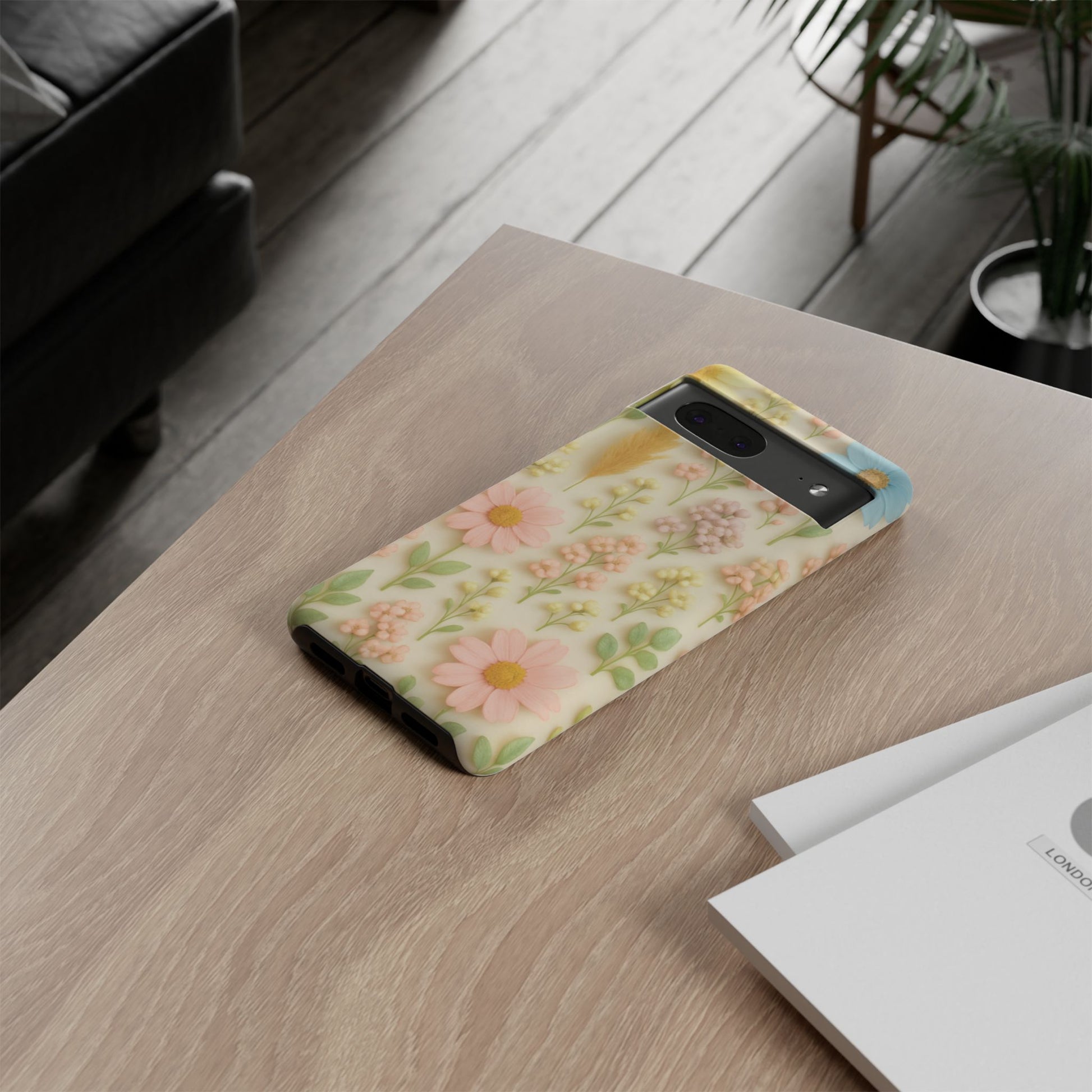 Pastel Dried Flowers Illusion Phone Case 3D Realistic Pressed Floral Design, Bright Botanical Aesthetic, Soft Nature-Inspired CoveriPhone & Galaxy
