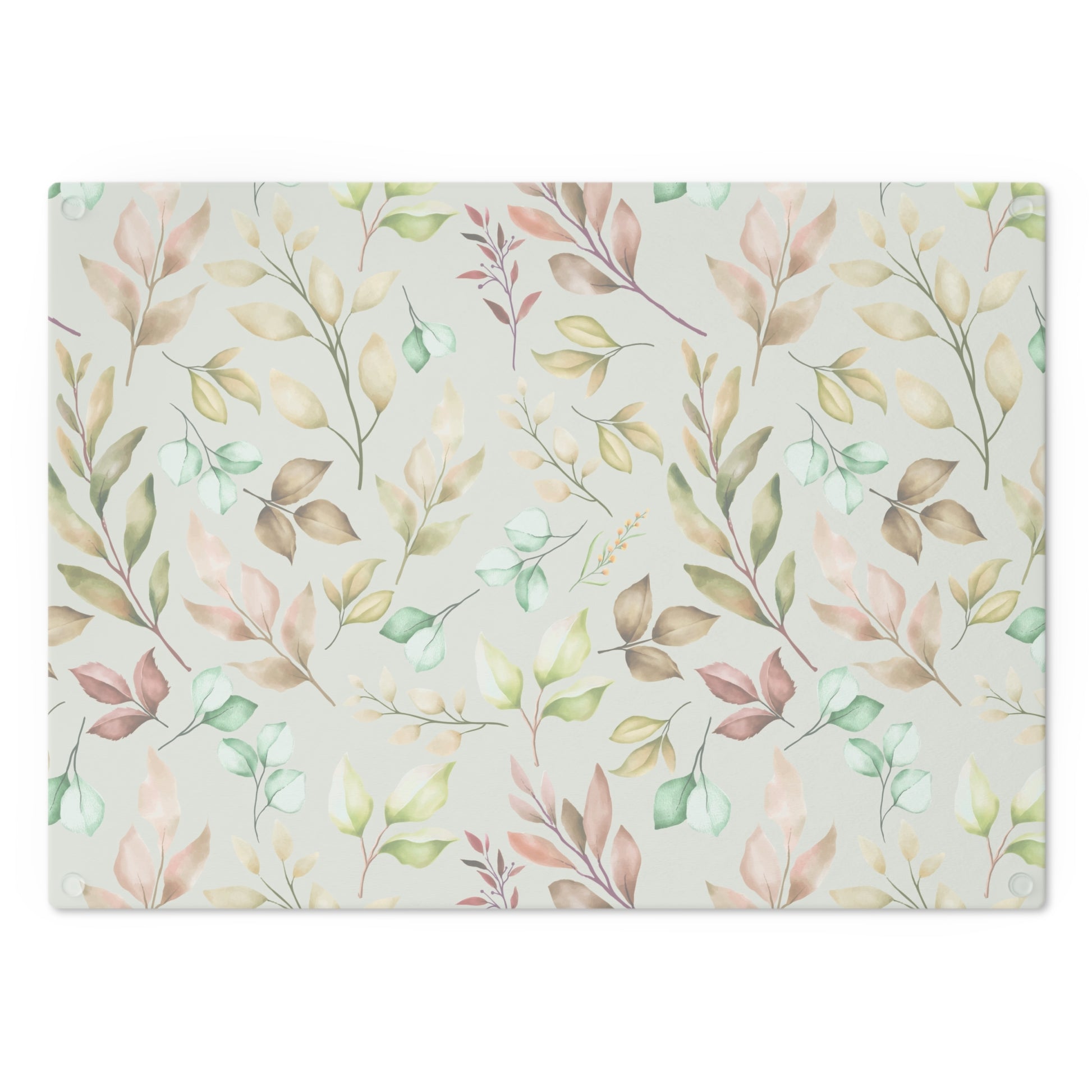 Pastel Leaves Cutting Board Floral Tempered Glass Cutting Board Durable Kitchen Decor with Elegant Design, Housewarming, New House Gift - MRSBYVALLE
