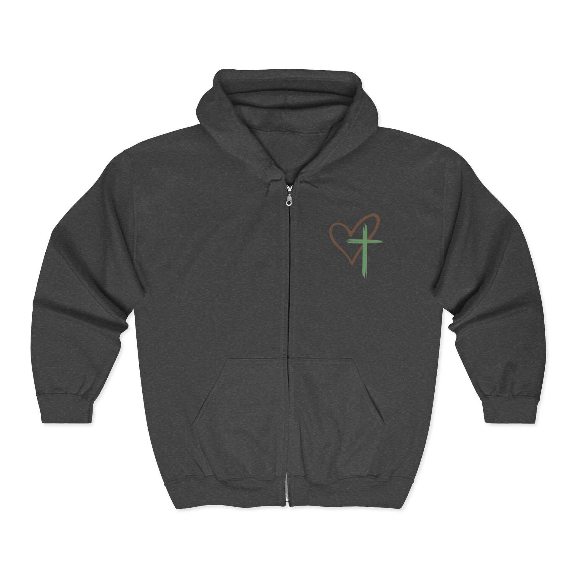 Faith-Inspired Full Zip Hoodie - "Jesus Has My Back"