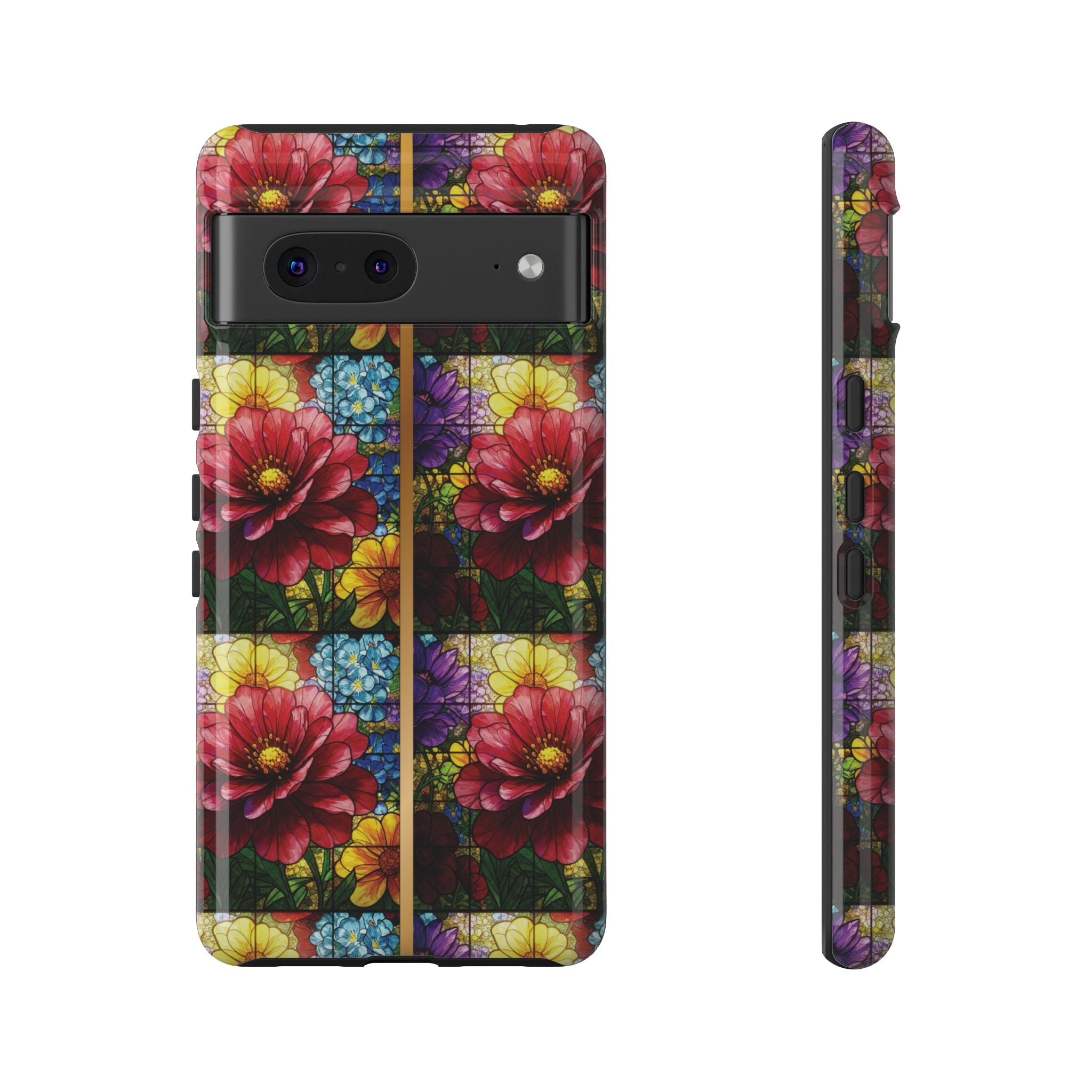 Stained Glass Illusion Floral Phone Case  3D Colorful Flower Design, Protective Christian Gift, Fits iPhone, Samsung, Google Pixel