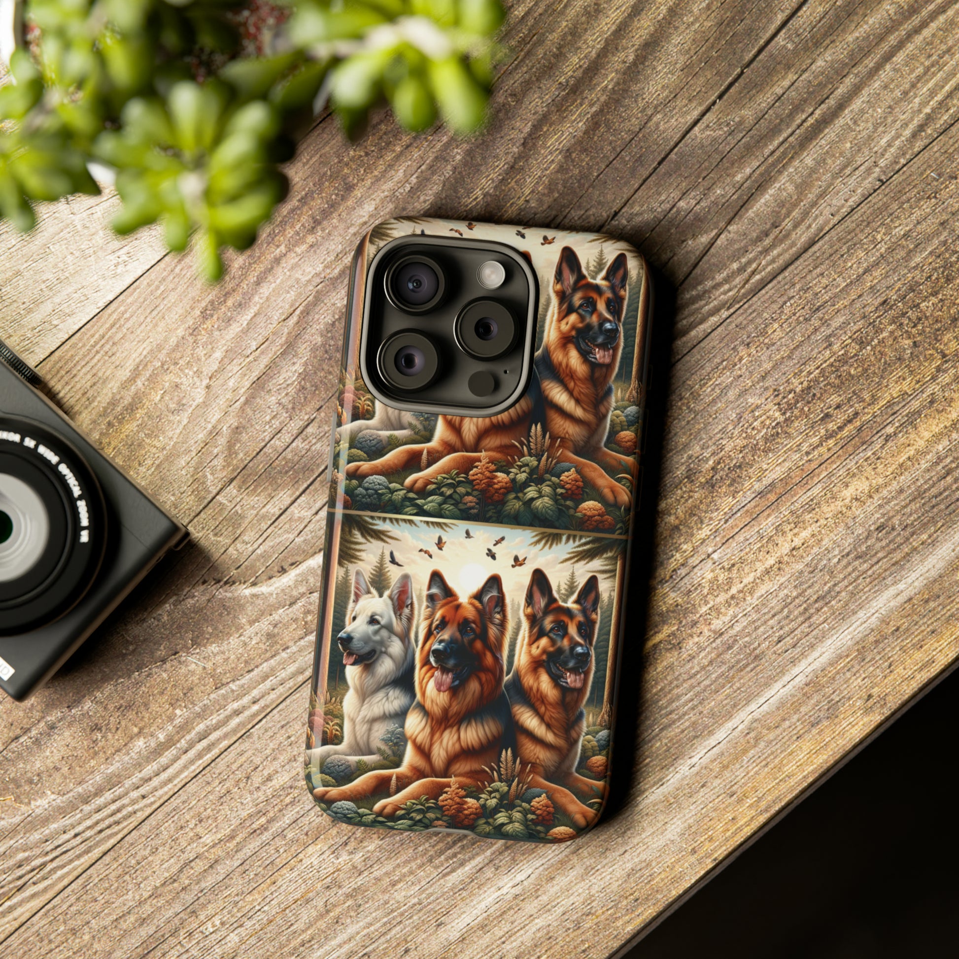 German Shepherd Phone Tough Case Floral Elegant Durable Dog Lover Devices iPhone 15, Samsung iPhone Samsung Accessory Gift for Her.