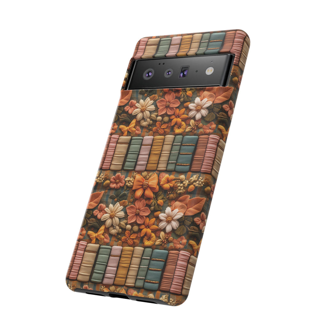 3D Illusion Boho Floral and Books Phone Case Gift for Her Phone 15, Samsung iPhone Samsung Gift for Her Case iPhone 15, Samsung iPhone Samsung Accessory Gift for Her