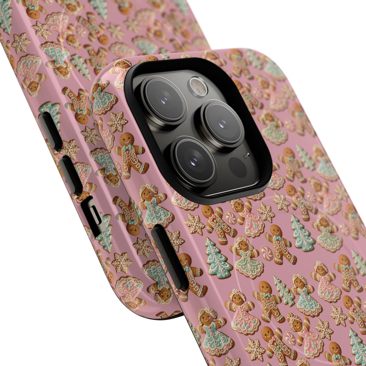Phone Case — Pink Gingerbread Cookies Pattern Tough Magnetic Case