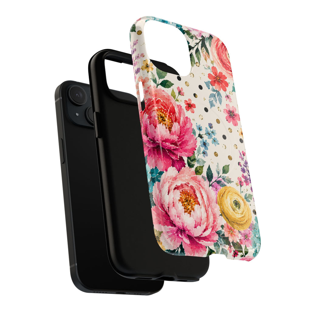 Watercolor Floral Peonies phone case | magnetic slim protective case