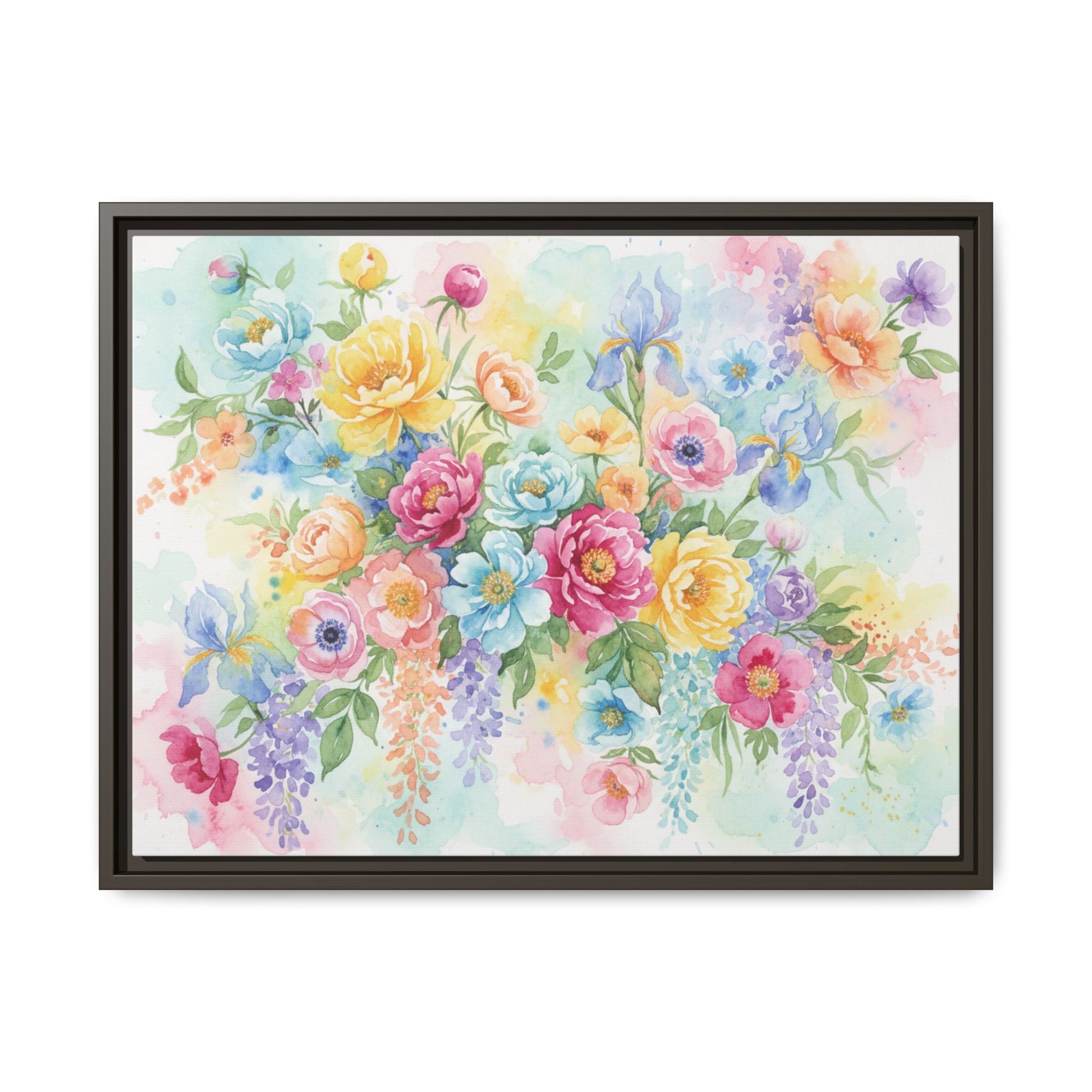 Watercolor Floral Bouquet Canvas, Framed Matte Wall Art | Multi-Color Wall Art