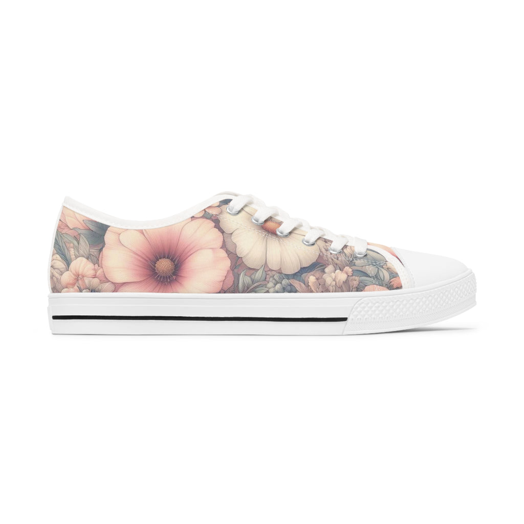 Floral Women's Low Top Sneakers Breathable Polyester Canvas, Lightweight Stylish Floral Pastel Design, Comfortable All-Day Wear, Perfect for Walking and Everyday Activities - MRSBYVALLE