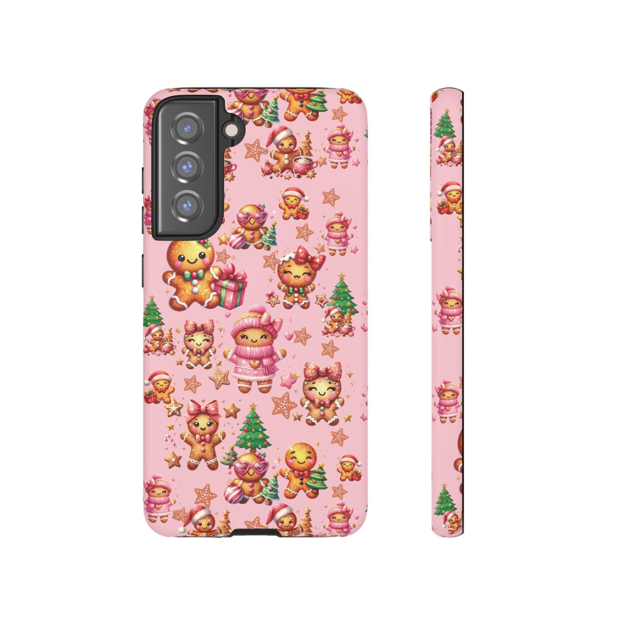 Adorable Pink Gingerbread Girl Phone Case Girly Holiday Vibes, Sweet Christmas Aesthetic, Cute & Festive Gift Idea for Her, Fun Protective Cover